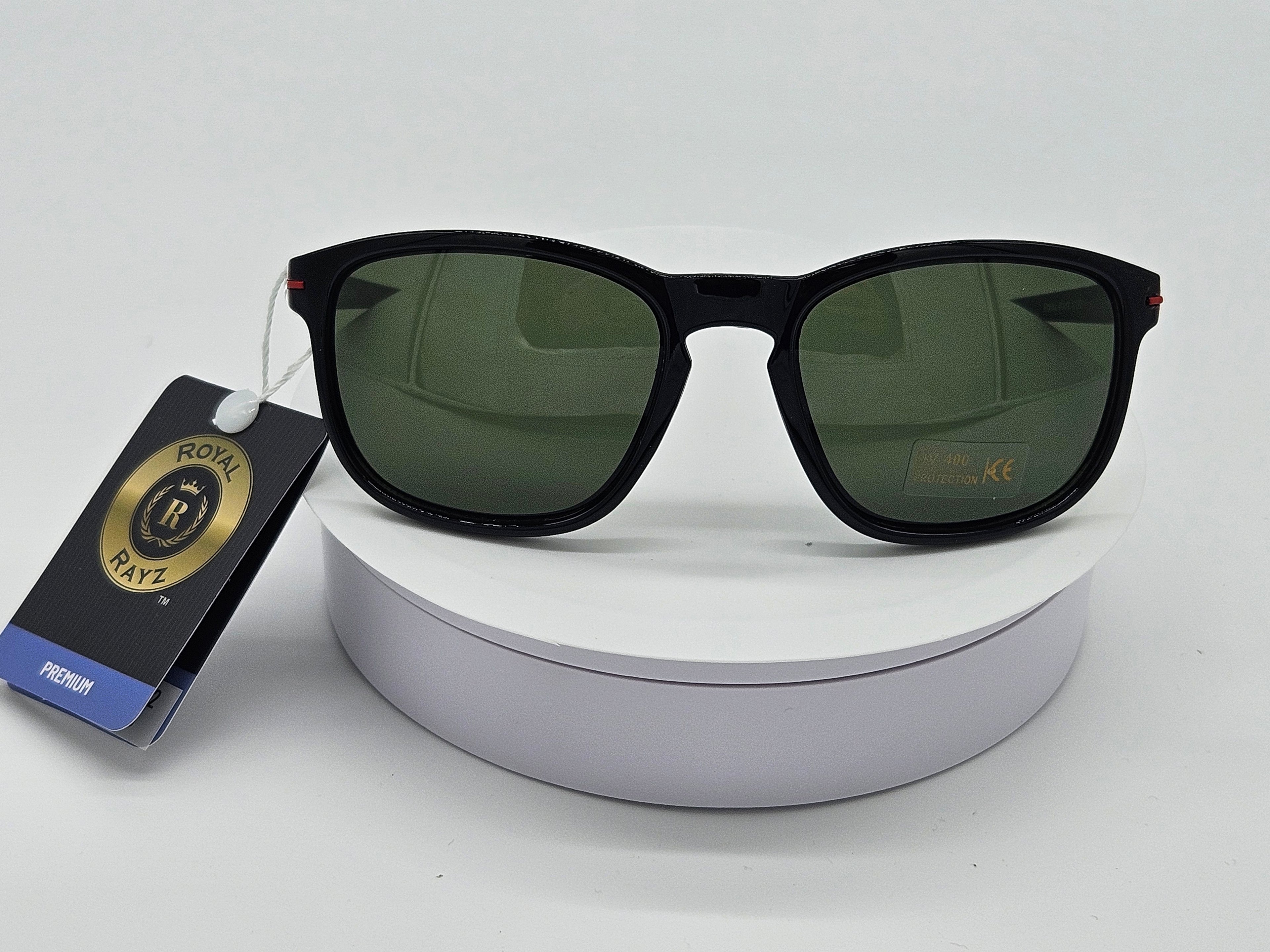 Royal Rayz Classic Wayfarer Sunglasses – Black, Green Lens