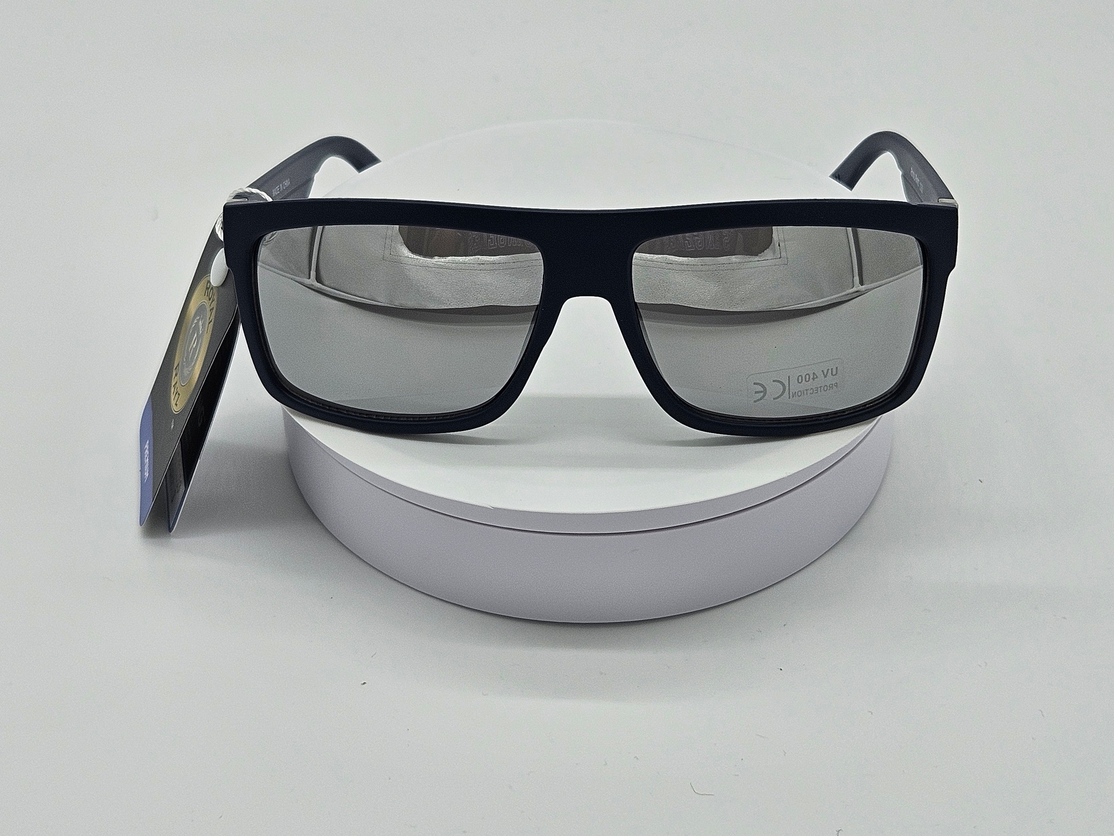 Royal Rayz Flat-Top Sunglasses – Matte Navy, Silver Mirror Lens