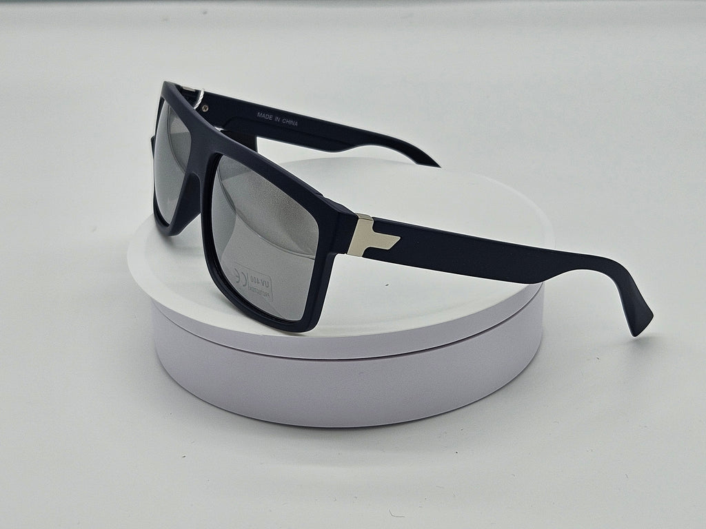 Royal Rayz Flat-Top Sunglasses – Matte Navy, Silver Mirror Lens