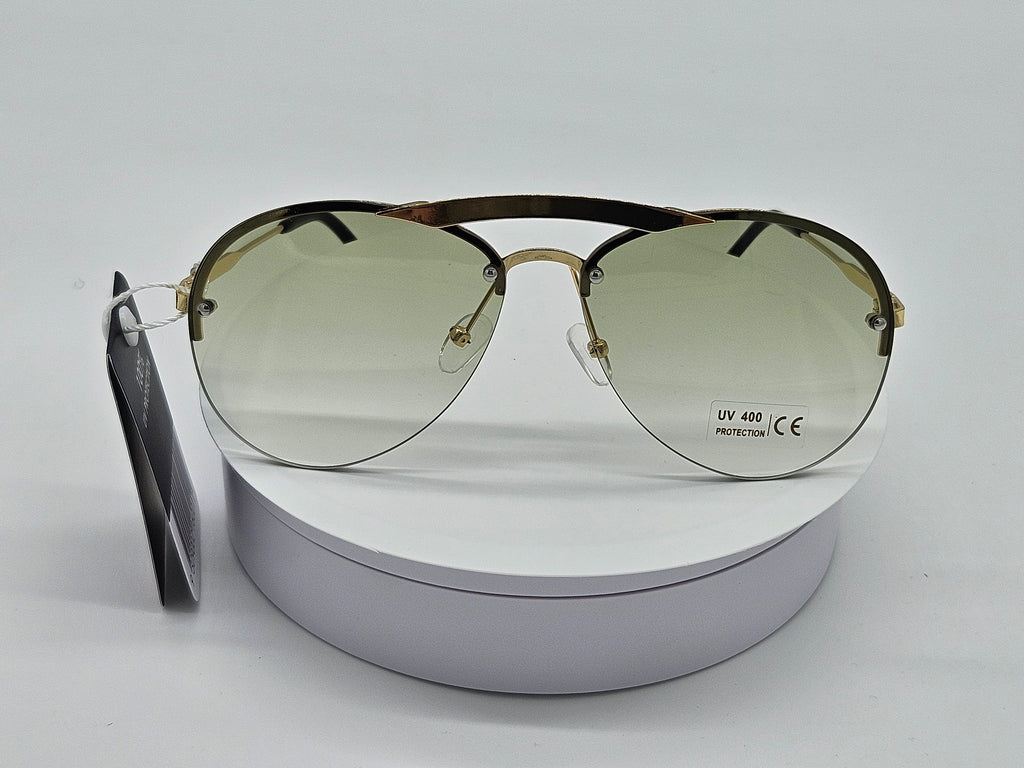 Royal Rayz Rimless Aviator Sunglasses – Gold, Olive Gradient Lens