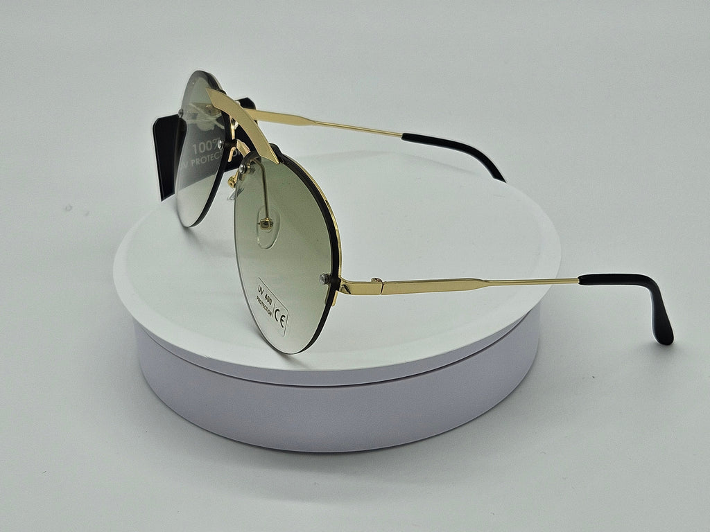Royal Rayz Rimless Aviator Sunglasses – Gold, Olive Gradient Lens