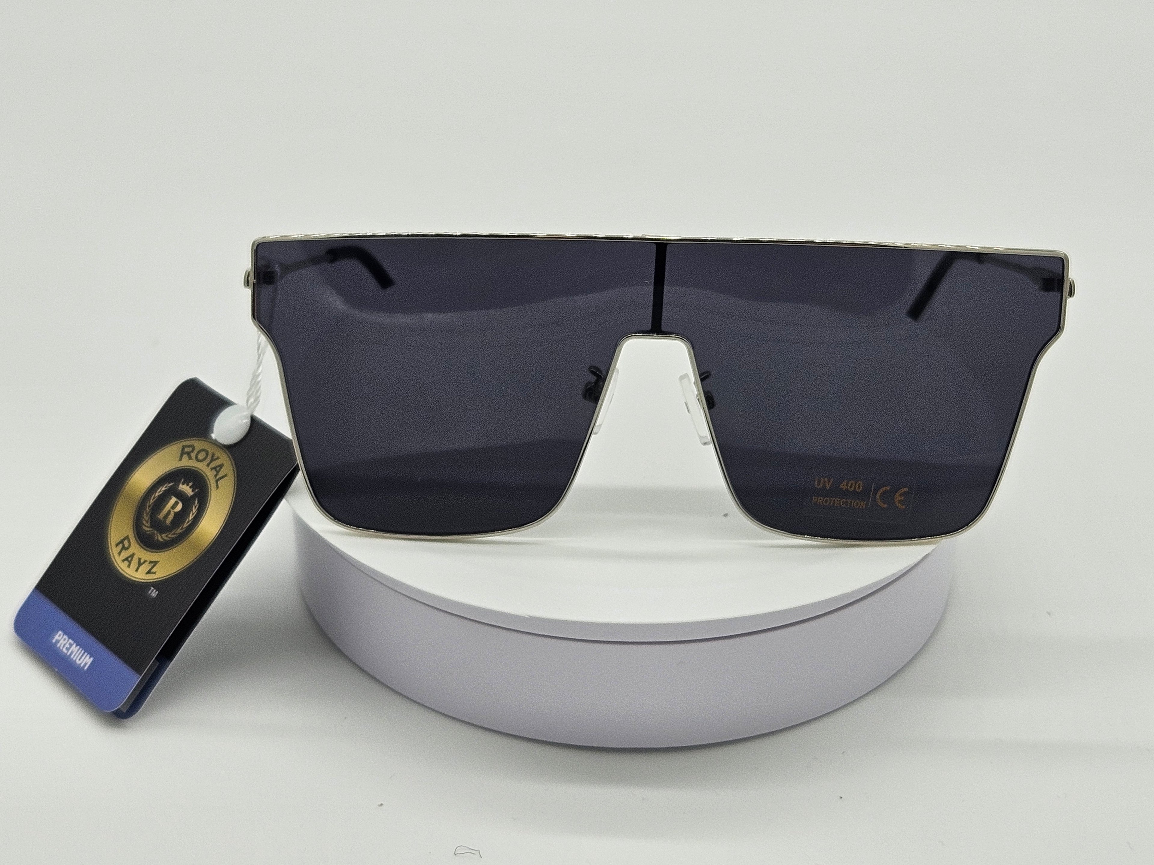 Royal Rayz Shield Sunglasses – Silver, Smoke Lens