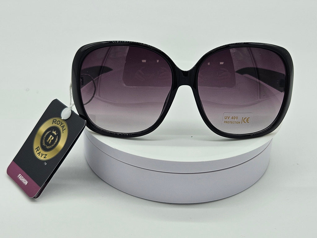 Royal Rayz Oversized Glam Sunglasses – Black, Purple Gradient Lens