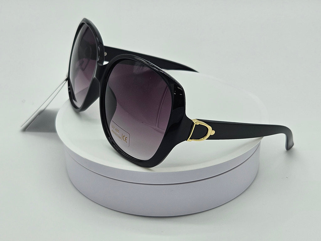 Royal Rayz Oversized Glam Sunglasses – Black, Purple Gradient Lens