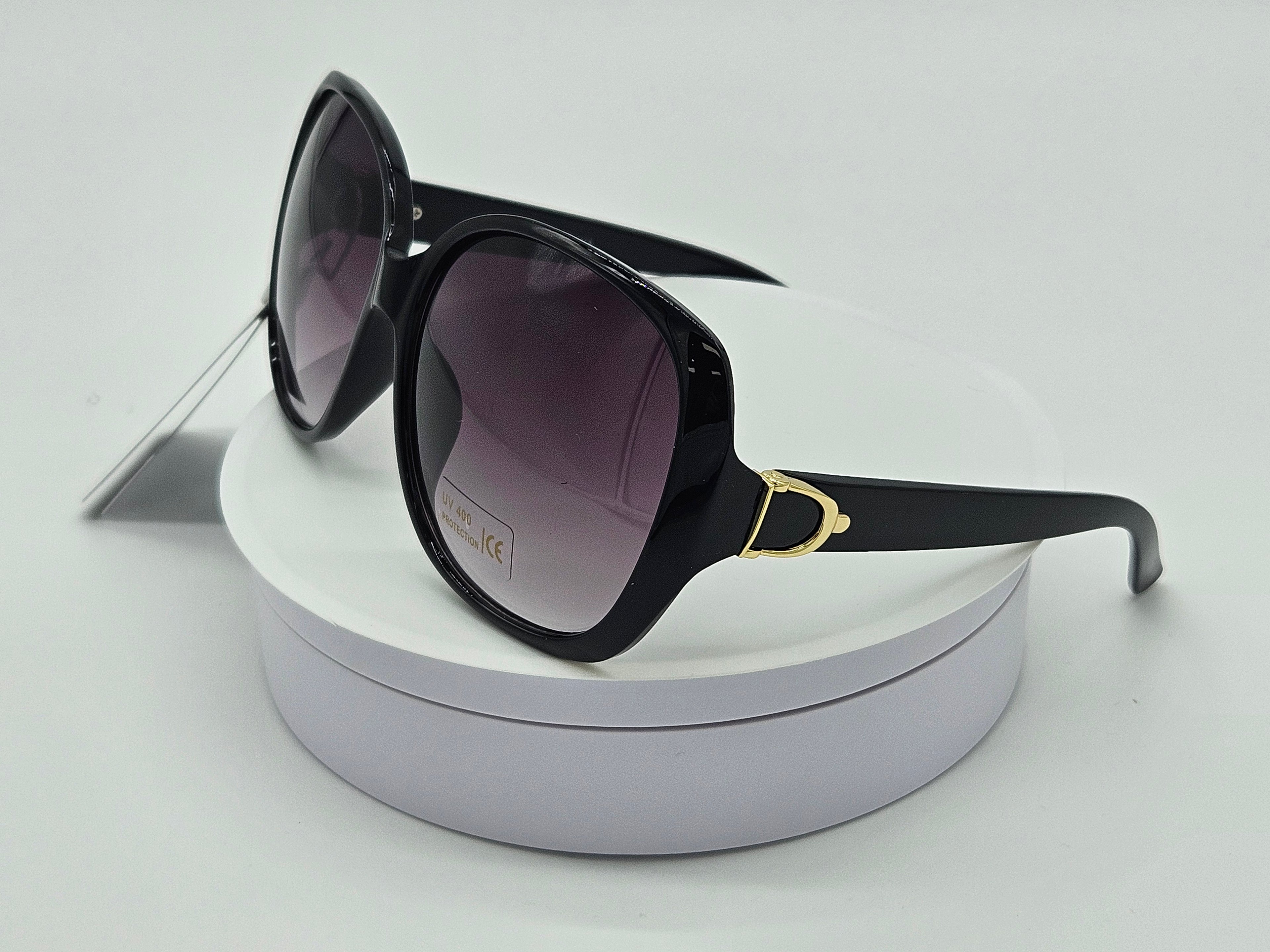 Royal Rayz Oversized Glam Sunglasses – Black, Purple Gradient Lens