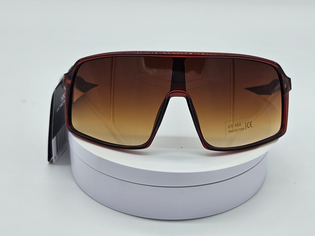 Royal Rayz Burgundy Shield Sunglasses – Burgundy, Amber Gradient Lens