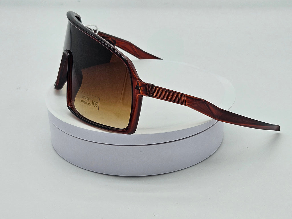 Royal Rayz Burgundy Shield Sunglasses – Burgundy, Amber Gradient Lens