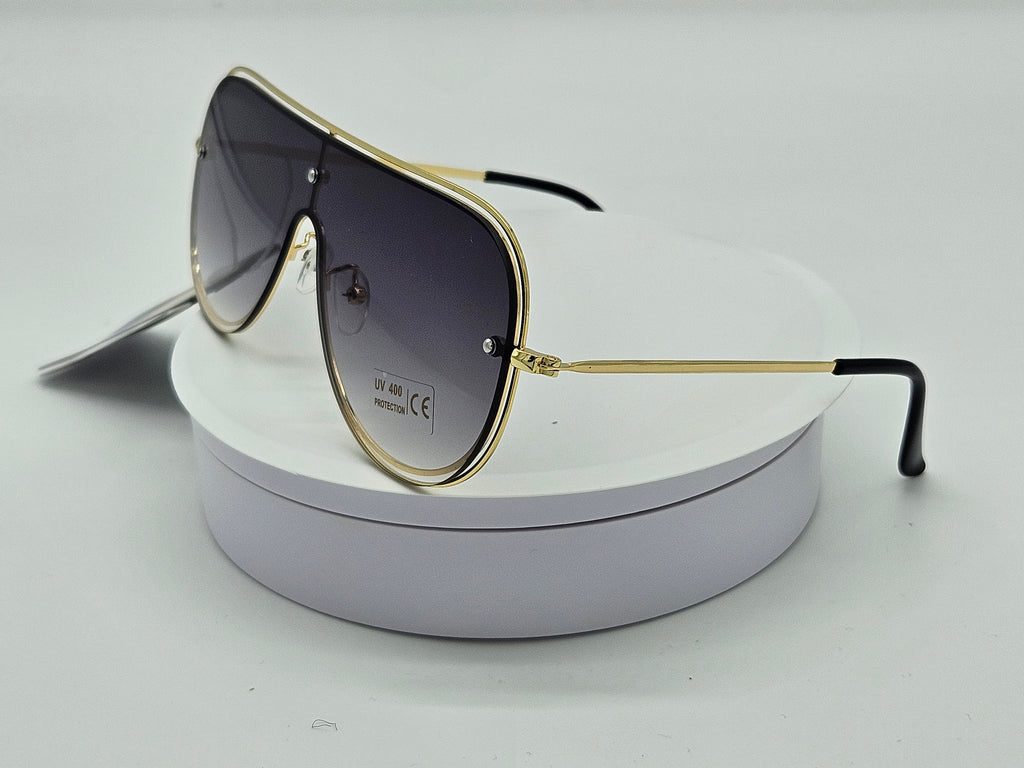 Royal Rayz Gold Shield Sunglasses – Gold, Smoke Gradient Lens