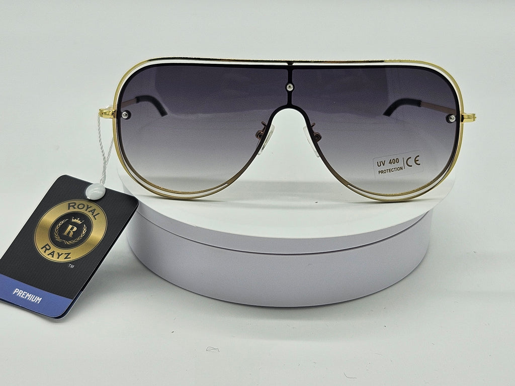 Royal Rayz Gold Shield Sunglasses – Gold, Smoke Gradient Lens