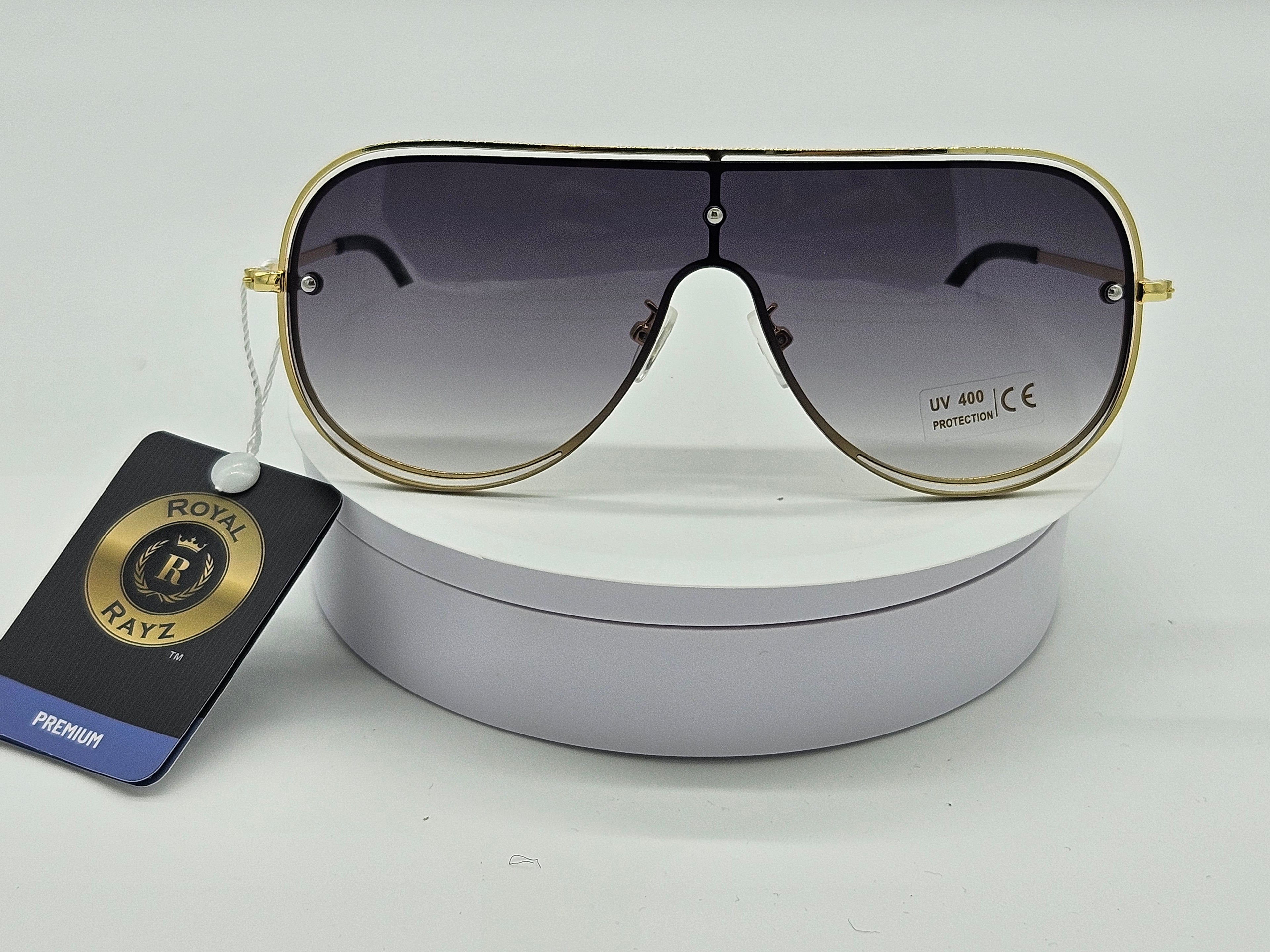Royal Rayz Gold Shield Sunglasses – Gold, Smoke Gradient Lens