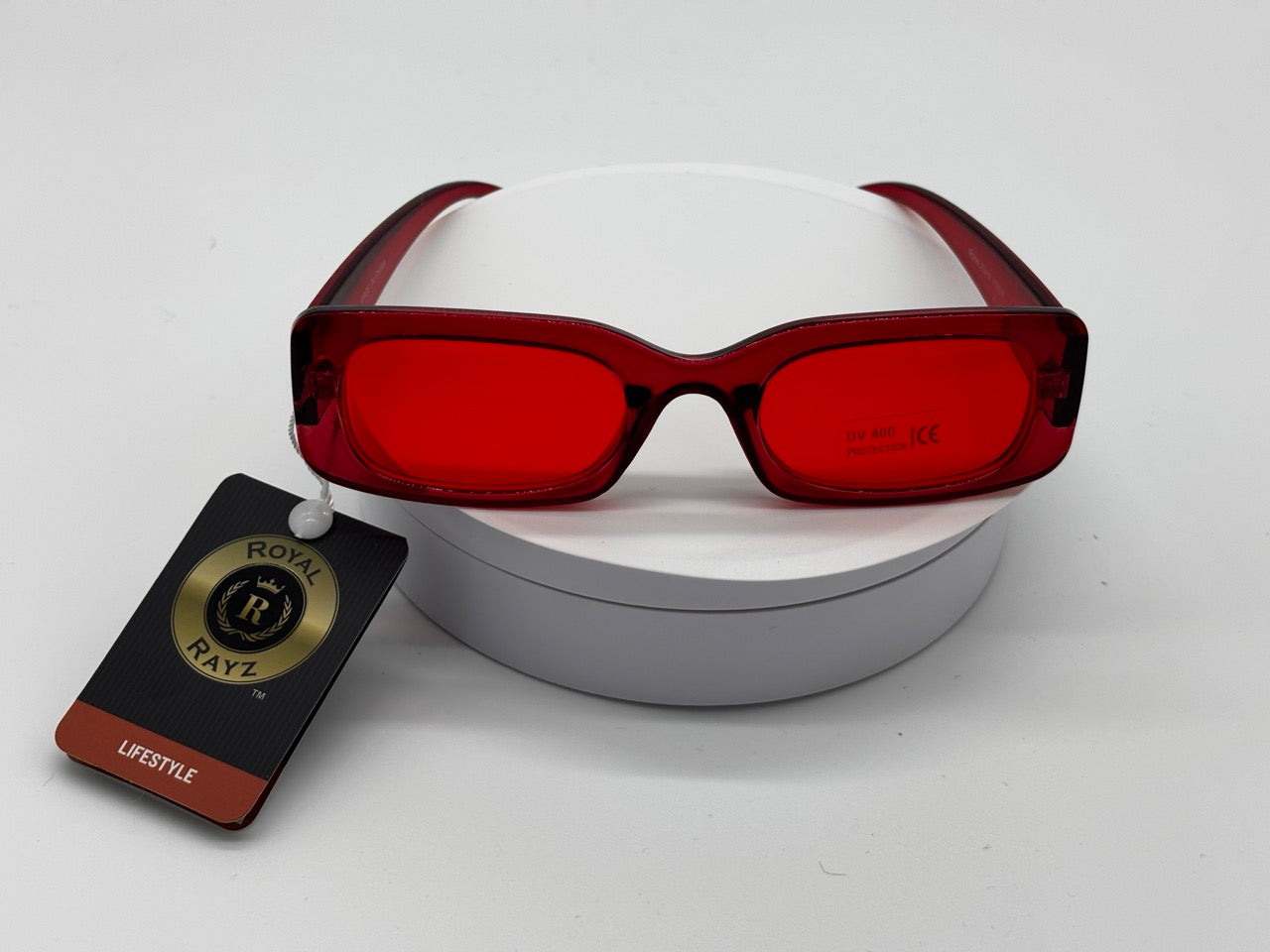 Royal Rayz Ruby Rectangle Sunglasses – Red, Red Lens