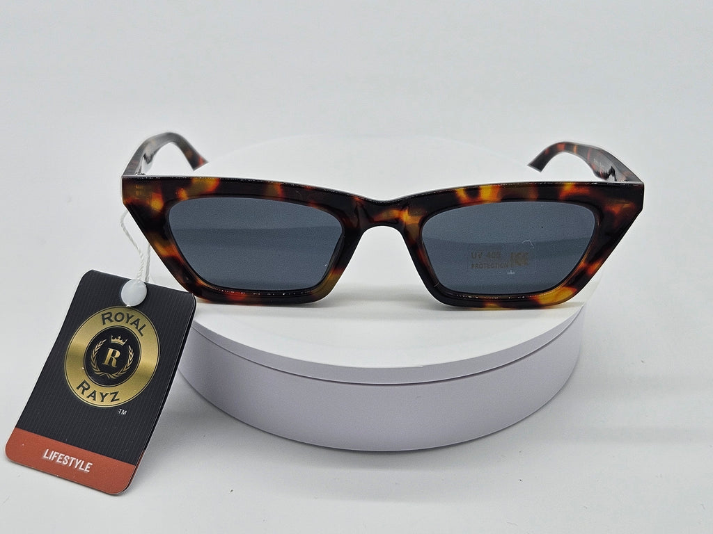 Royal Rayz Sharp Cat-Eye Sunglasses – Tortoiseshell, Grey Lens