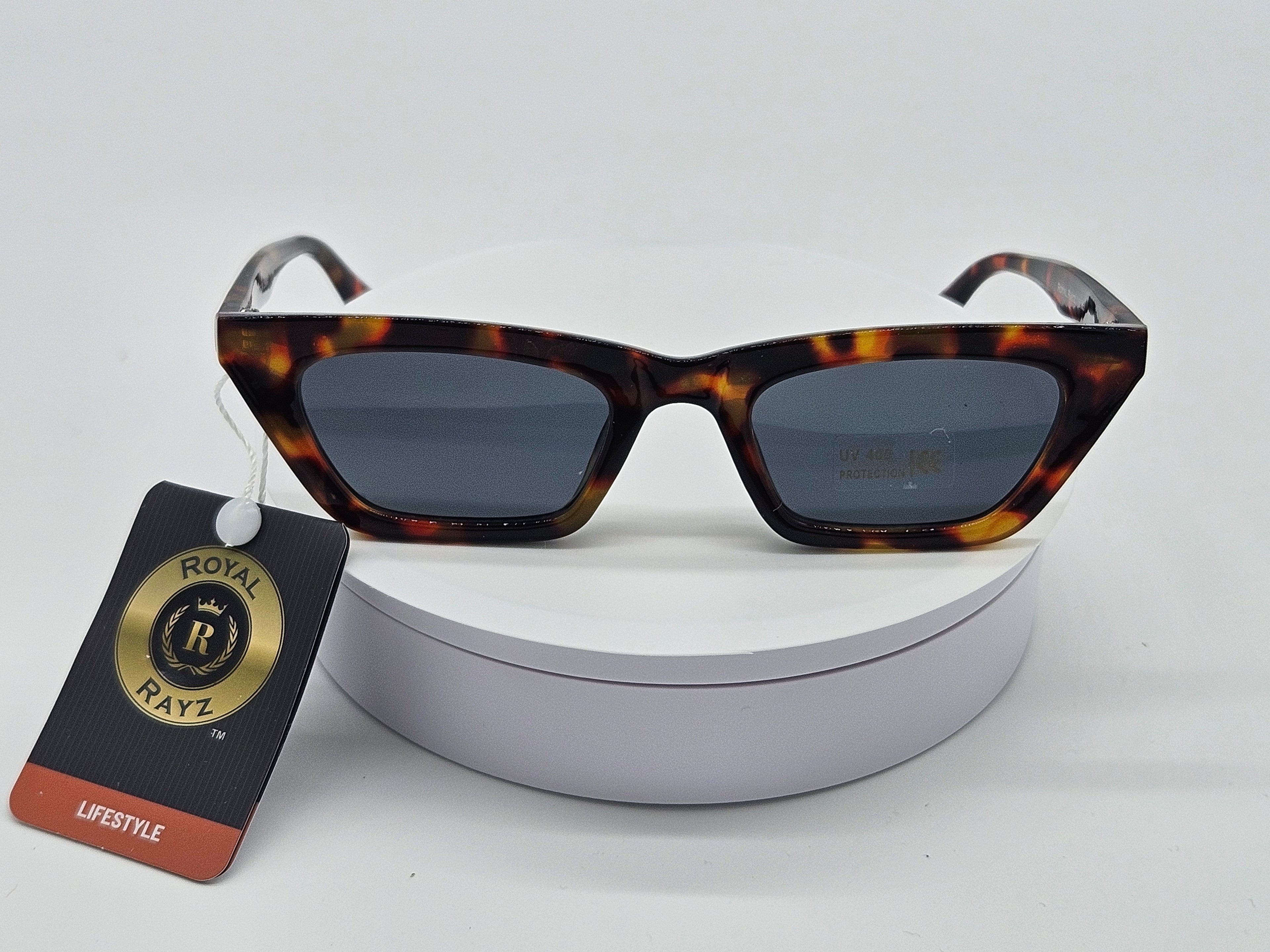 Royal Rayz Sharp Cat-Eye Sunglasses – Tortoiseshell, Grey Lens