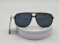 Royal Rayz Gold-Arm Aviator Sunglasses – Black & Gold, Grey Lens