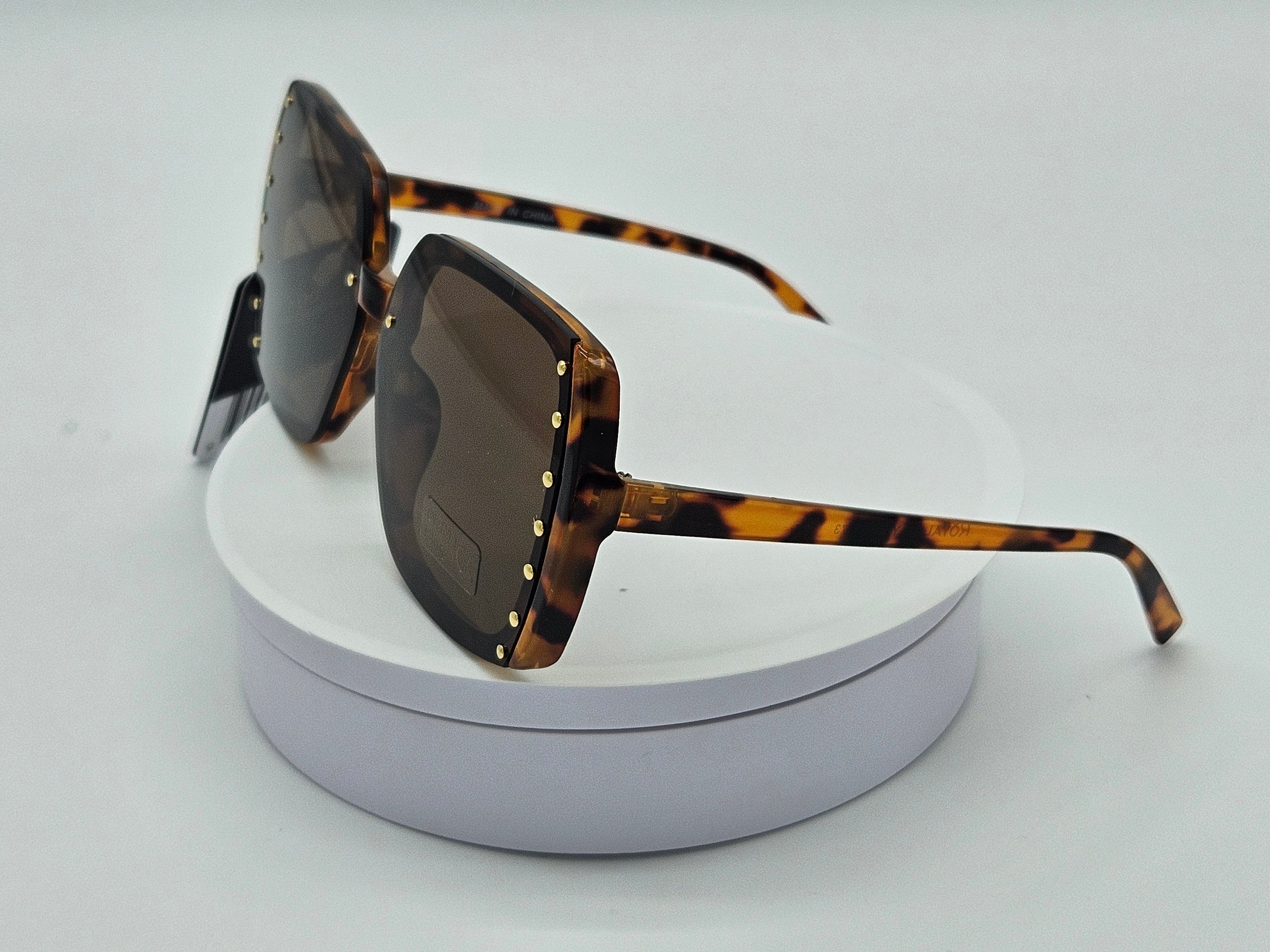 Royal Rayz Studded Square Sunglasses – Tortoiseshell, Brown Lens