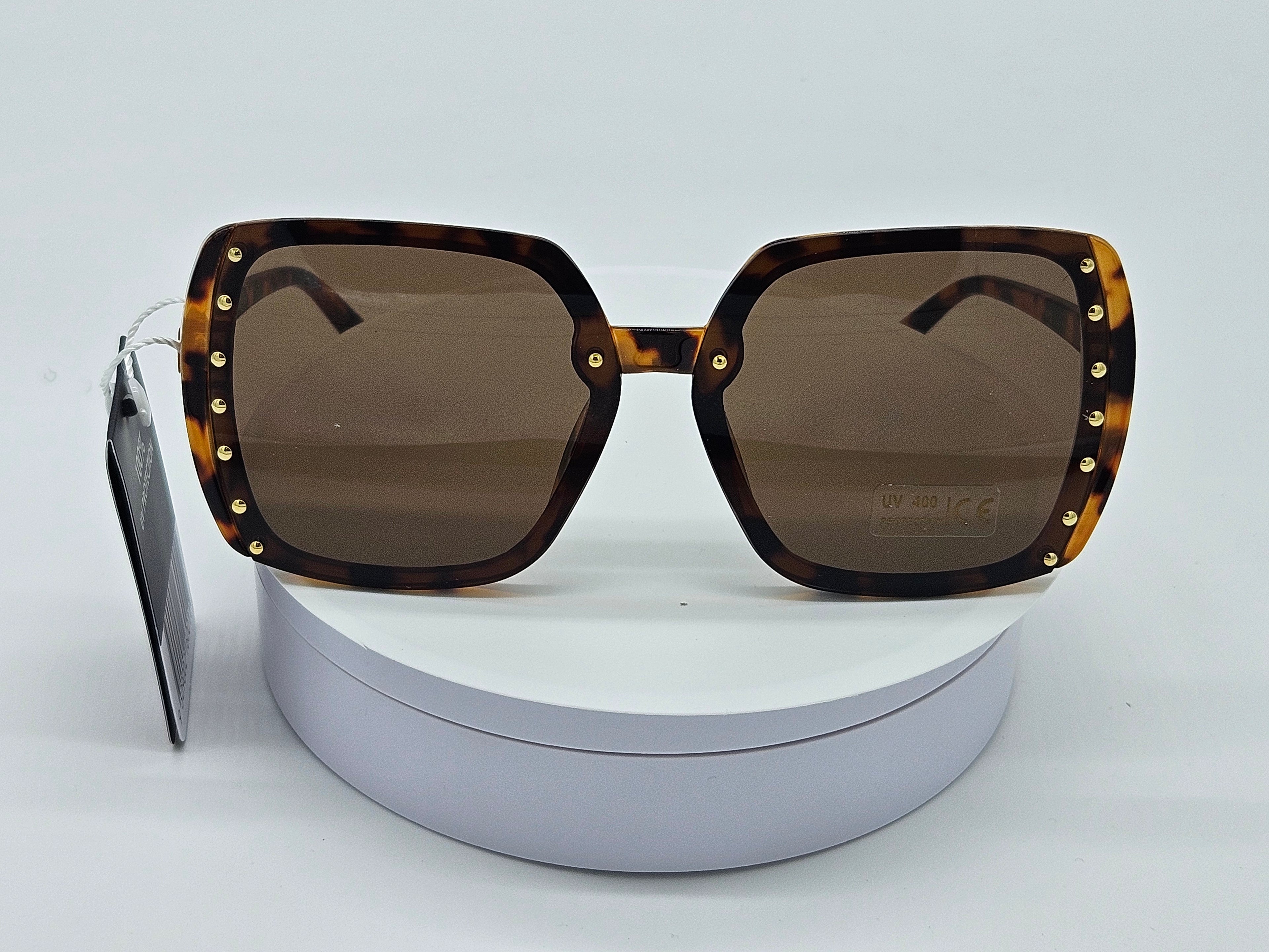 Royal Rayz Studded Square Sunglasses – Tortoiseshell, Brown Lens
