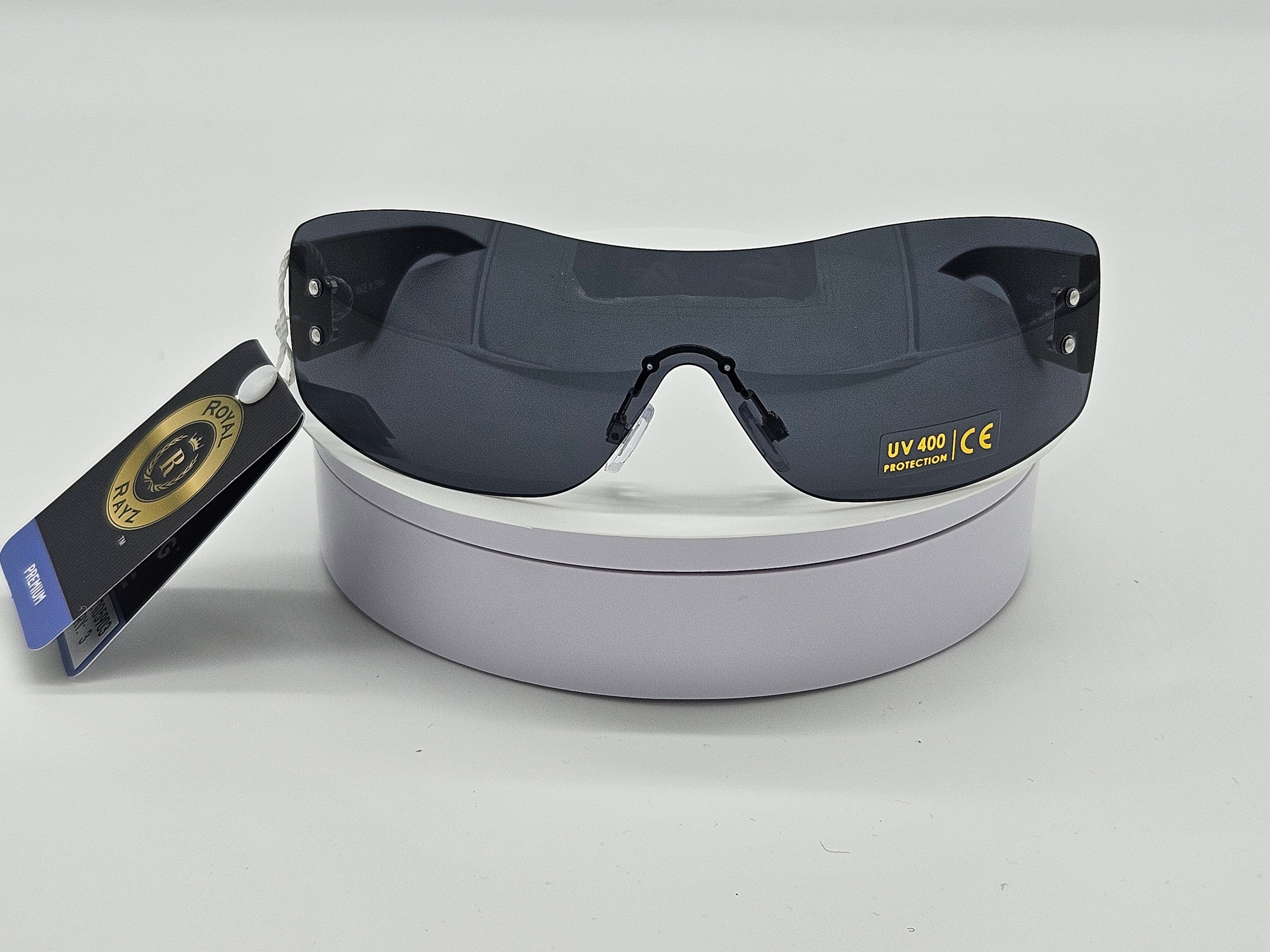 Royal Rayz Matte Shield Sunglasses – Black, Smoke Lens