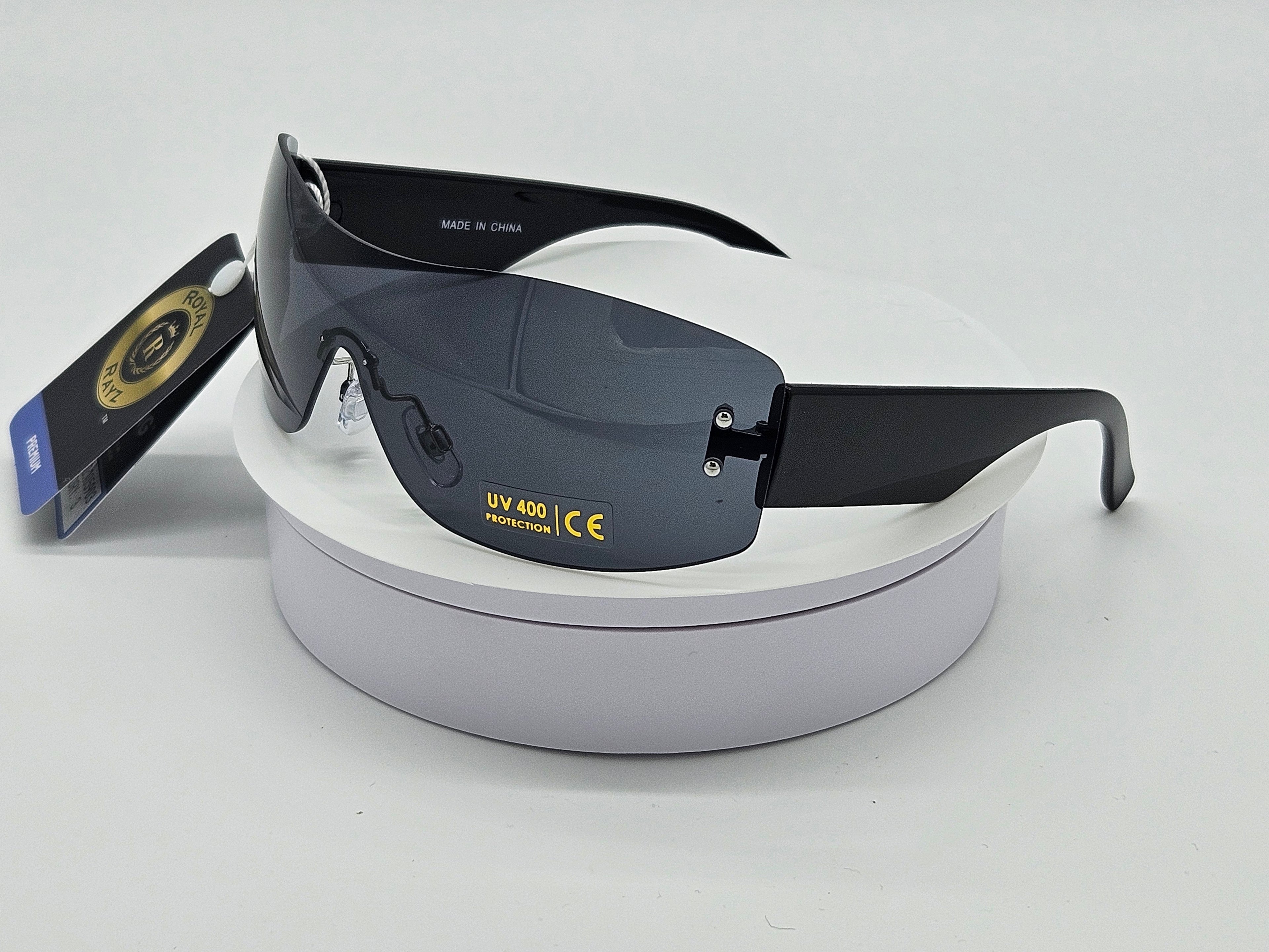 Royal Rayz Matte Shield Sunglasses – Black, Smoke Lens