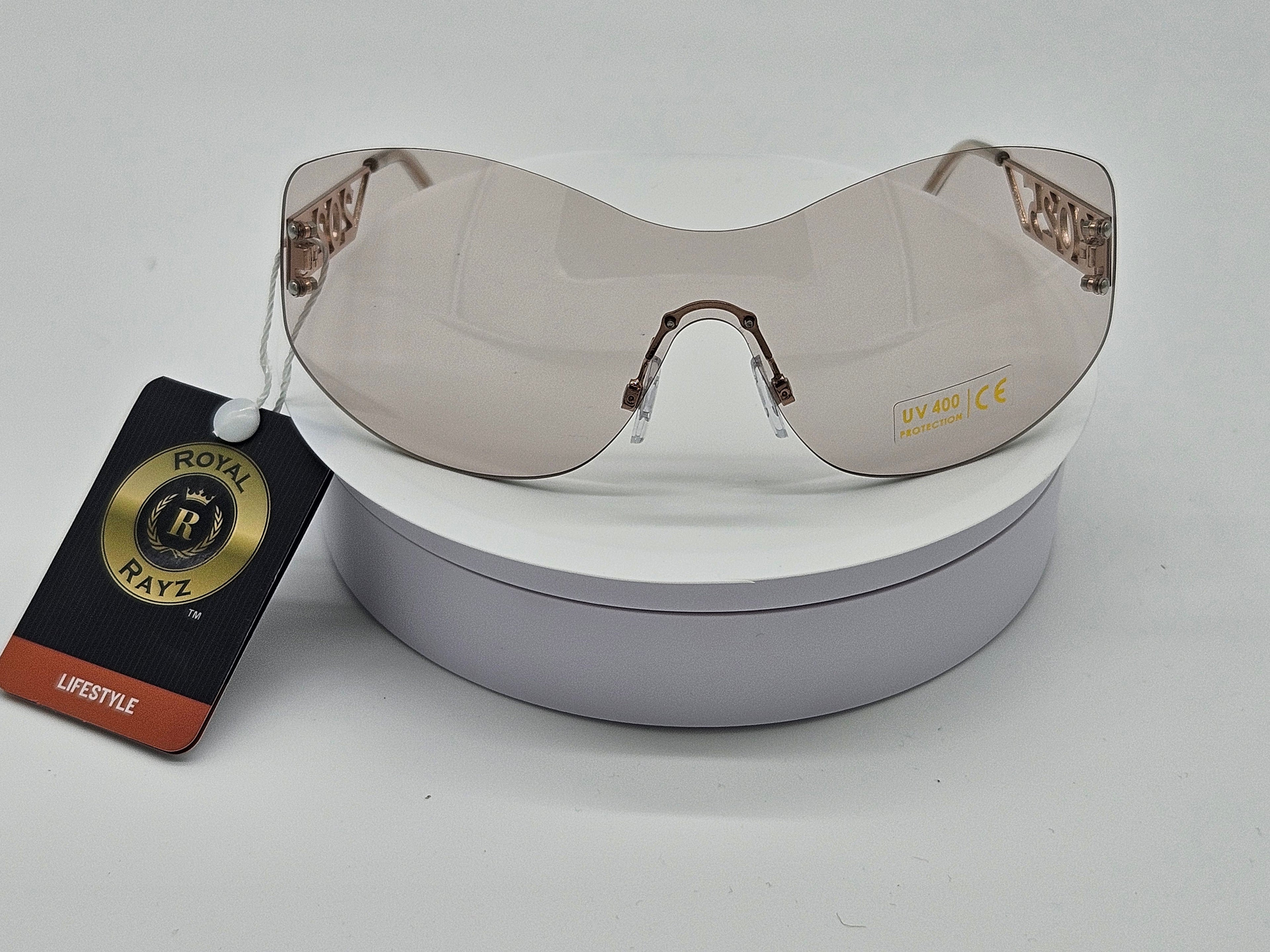 Royal Rayz Shield Sunglasses – Rose Gold, Champagne Lens