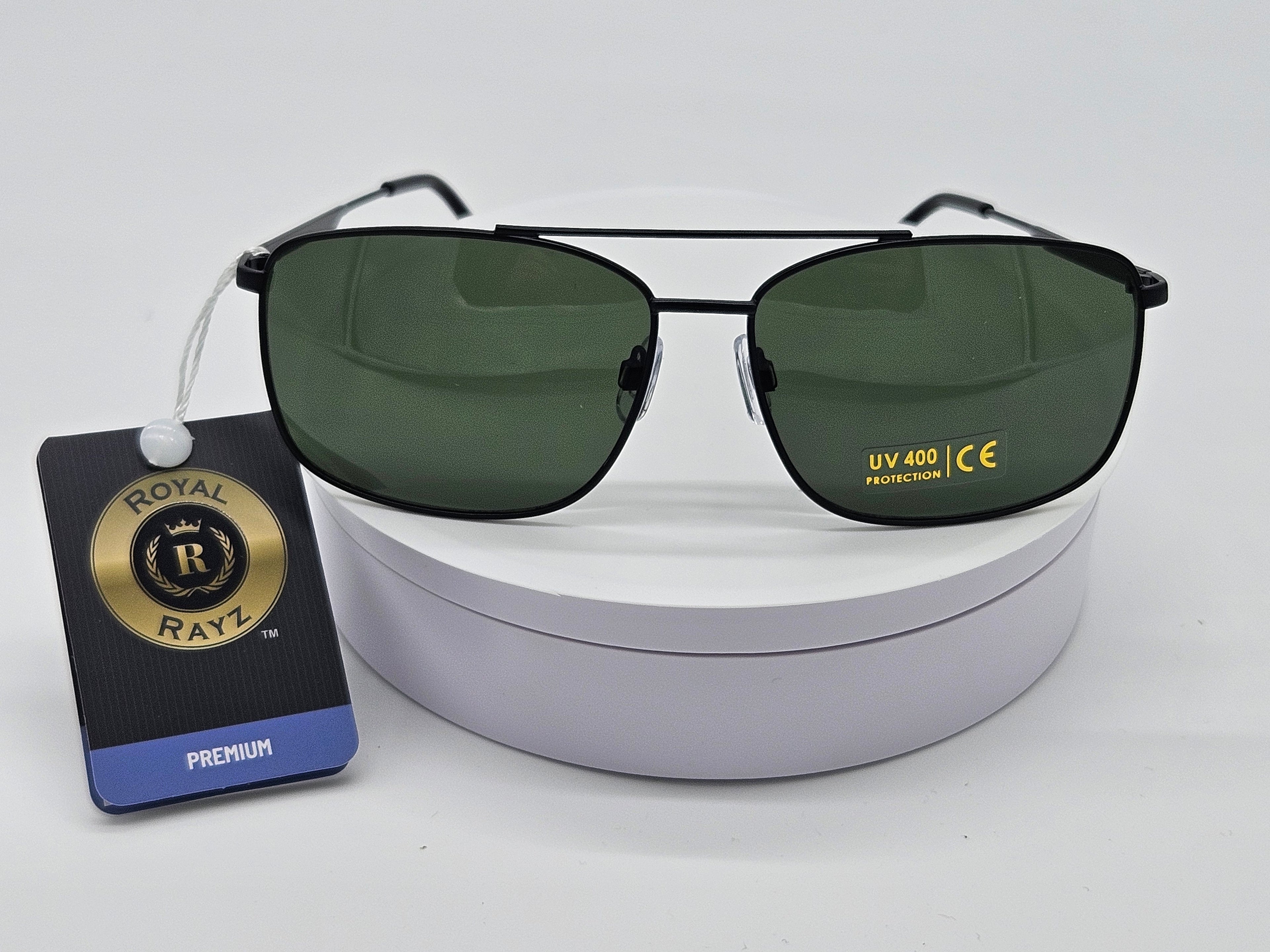 Royal Rayz Navigator Aviator Sunglasses – Black, Green Lens