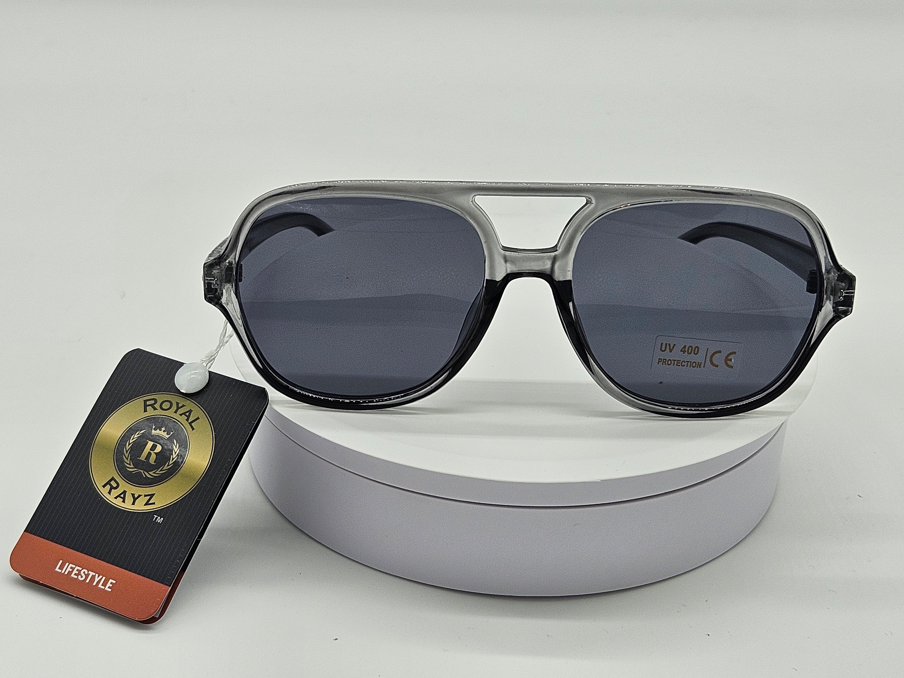 Royal Rayz Smoke Aviator Sunglasses – Grey, Smoke Lens