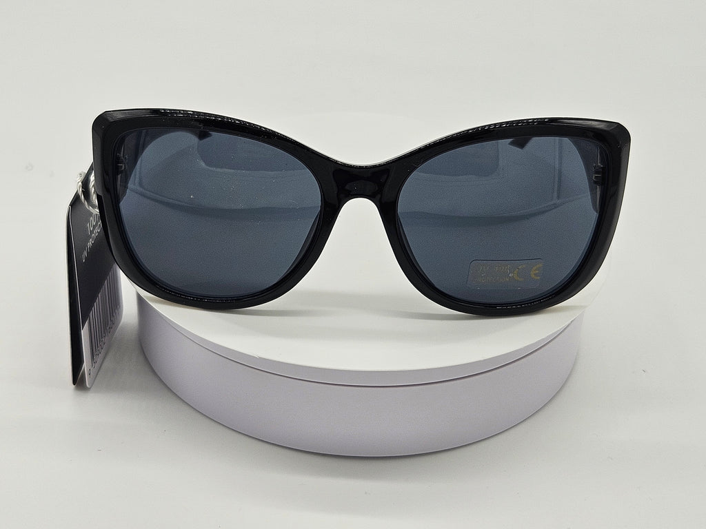 Royal Rayz Gold-Accent Cat-Eye Sunglasses – Black, Grey Lens