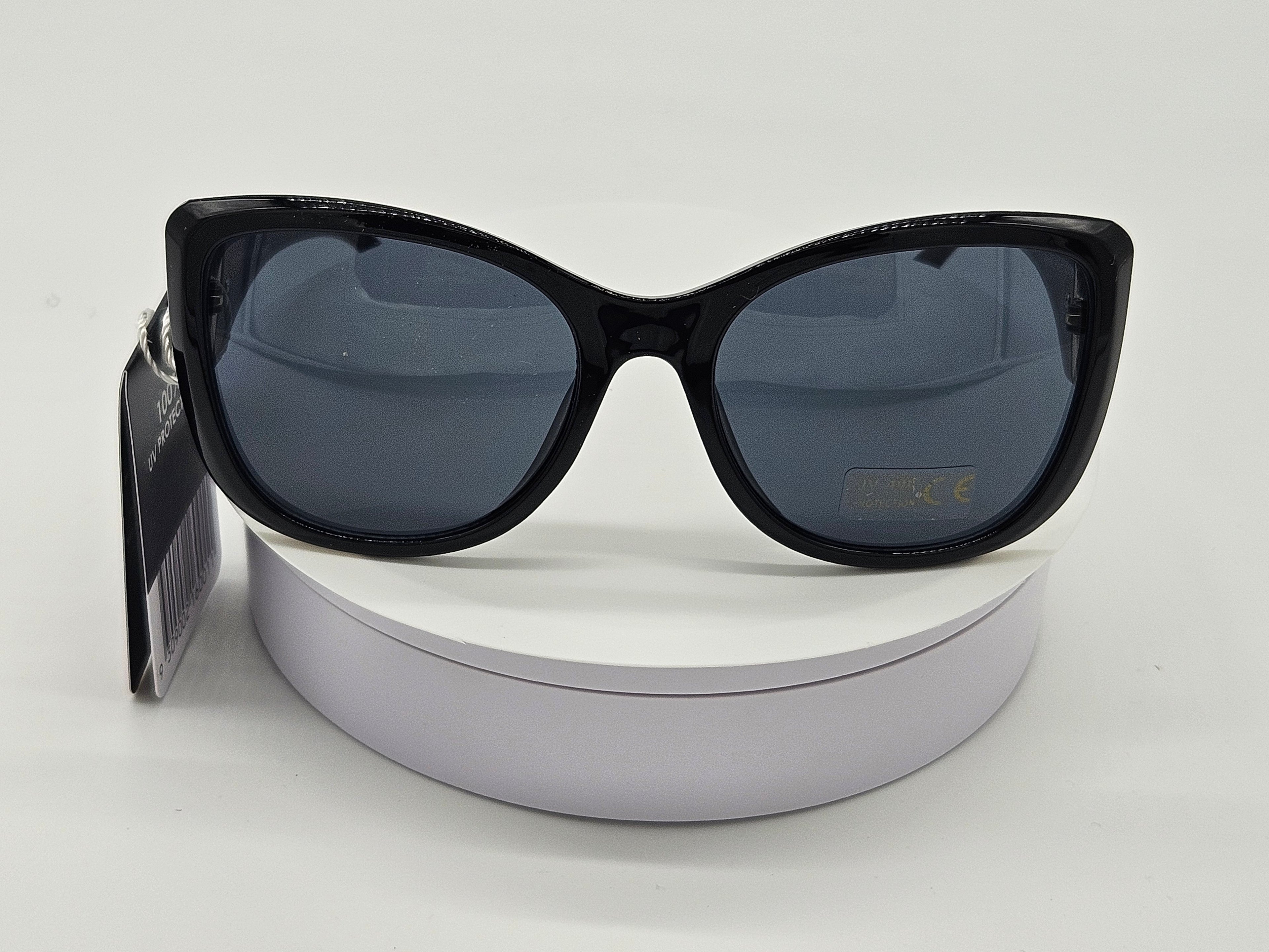 Royal Rayz Gold-Accent Cat-Eye Sunglasses – Black, Grey Lens