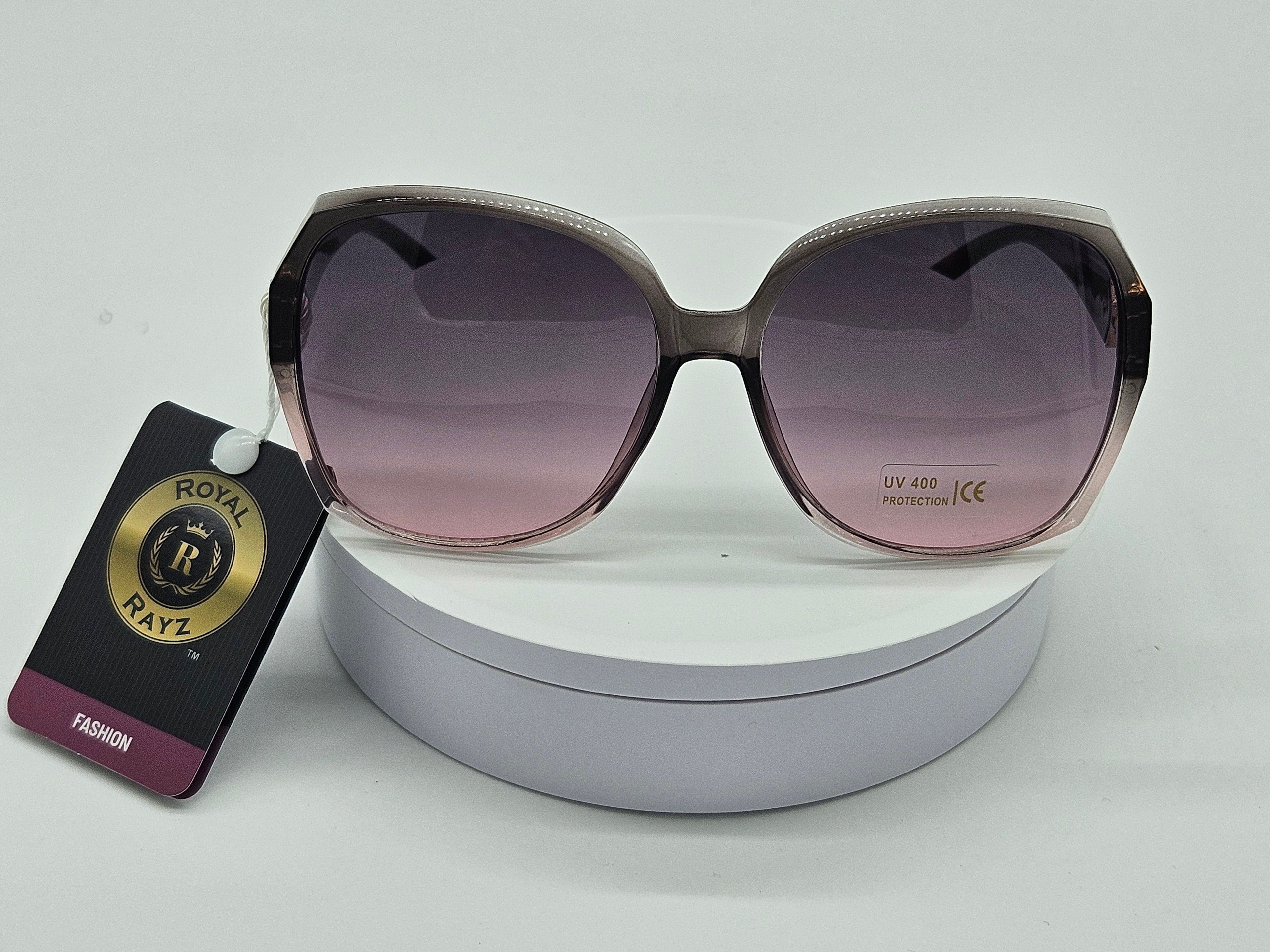 Royal Rayz Ombre Oversized Sunglasses – Smoke Grey, Grey-Pink Gradient Lens