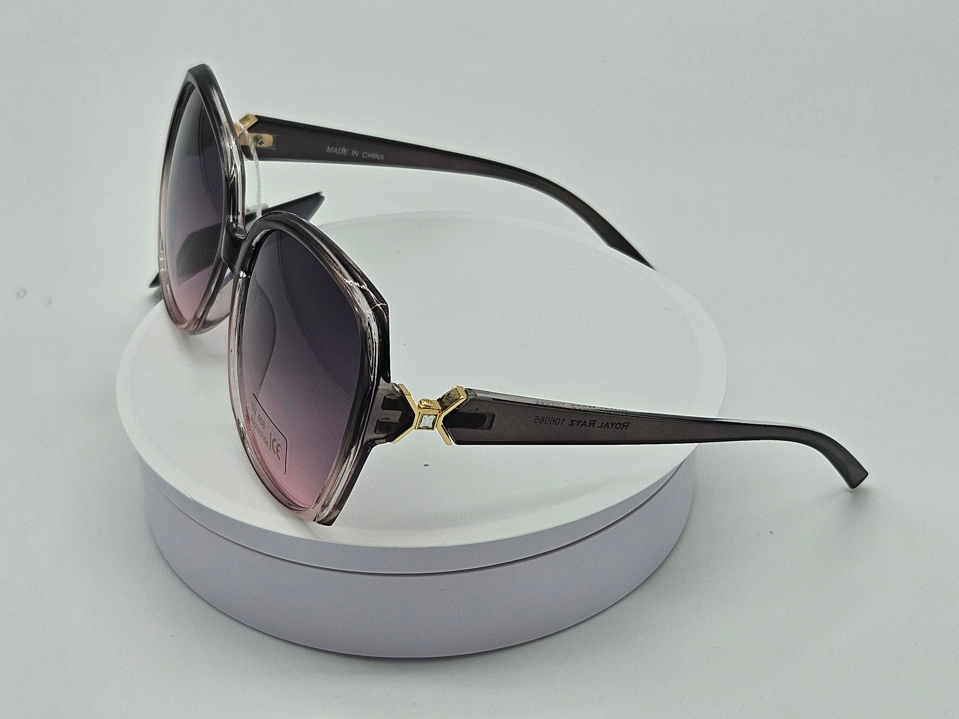 Royal Rayz Ombre Oversized Sunglasses – Smoke Grey, Grey-Pink Gradient Lens