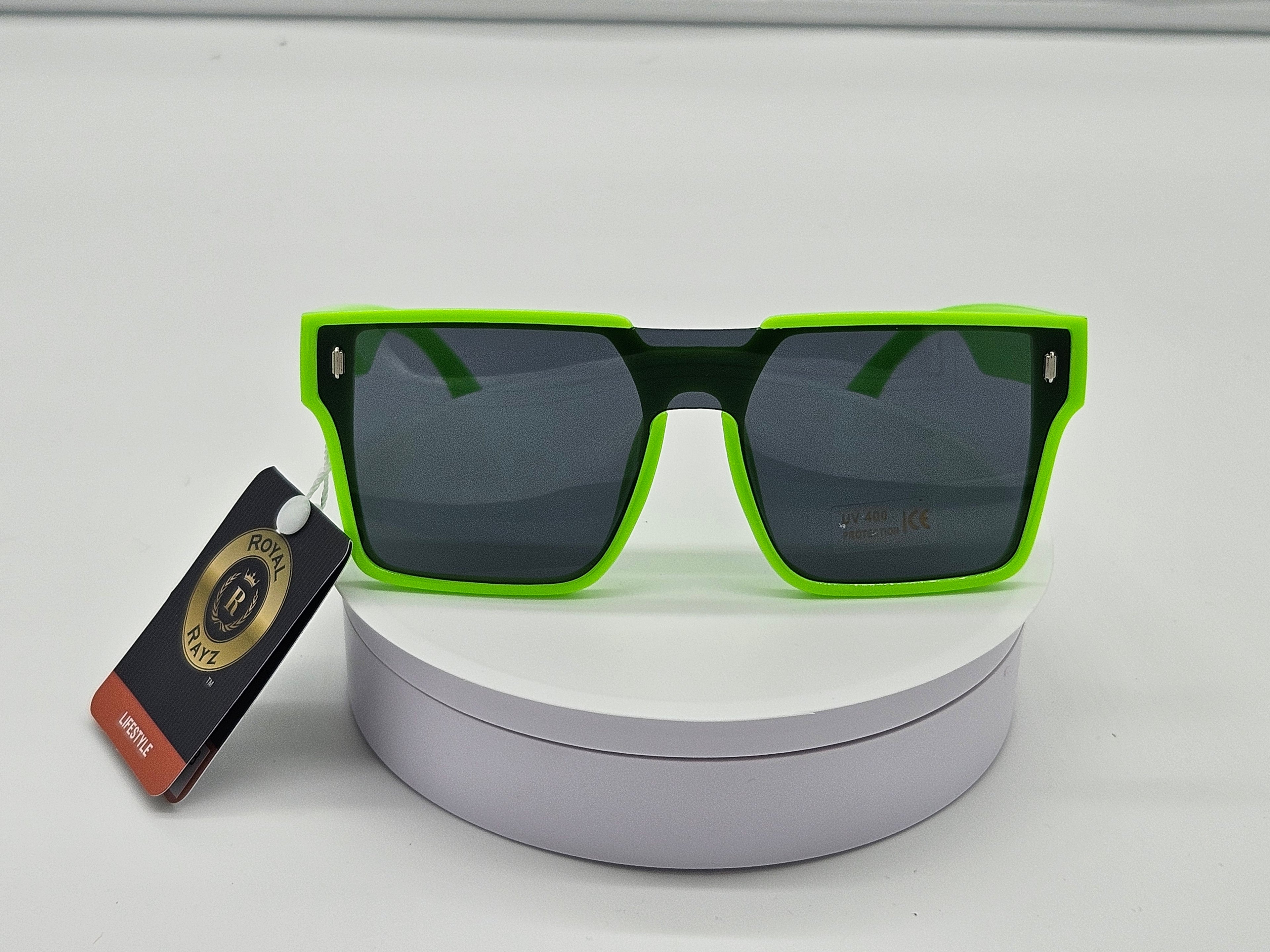 Royal Rayz Neon Flat-Top Sunglasses – Neon Green, Grey Lens