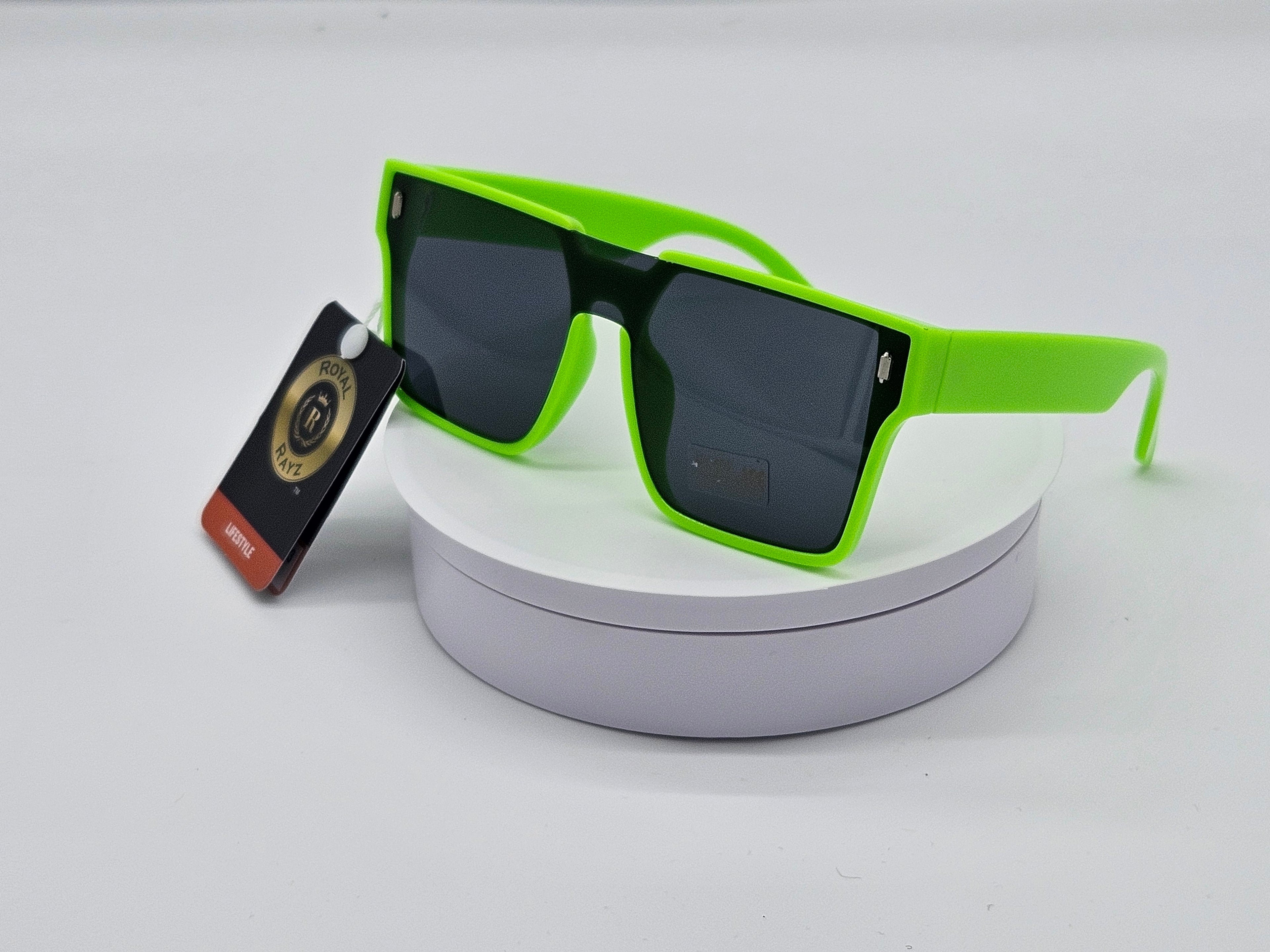 Royal Rayz Neon Flat-Top Sunglasses – Neon Green, Grey Lens