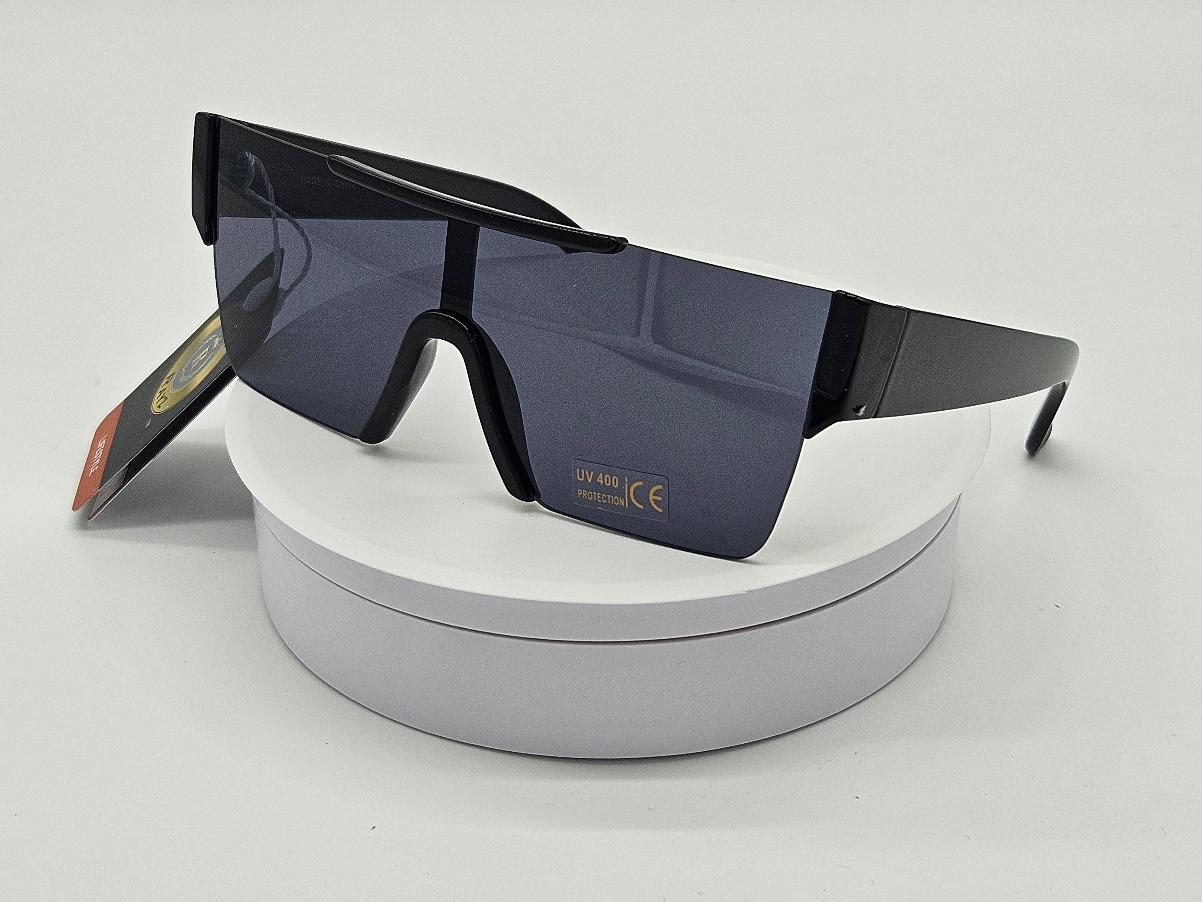 Royal Rayz Visor Shield Sunglasses – Black, Smoke Lens