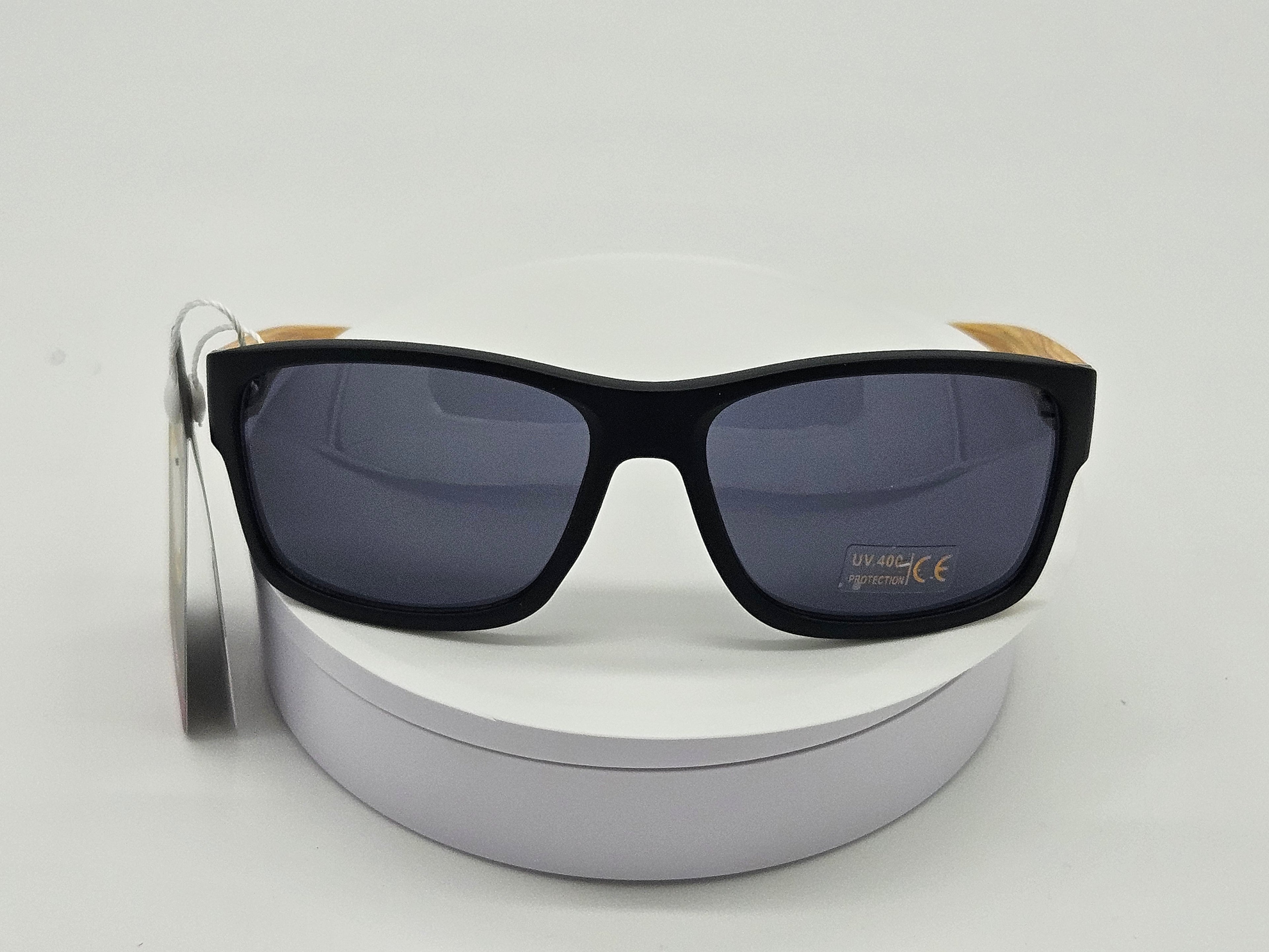 Royal Rayz Wood-Grain Wayfarer Sunglasses – Black & Wood-Grain, Grey Lens
