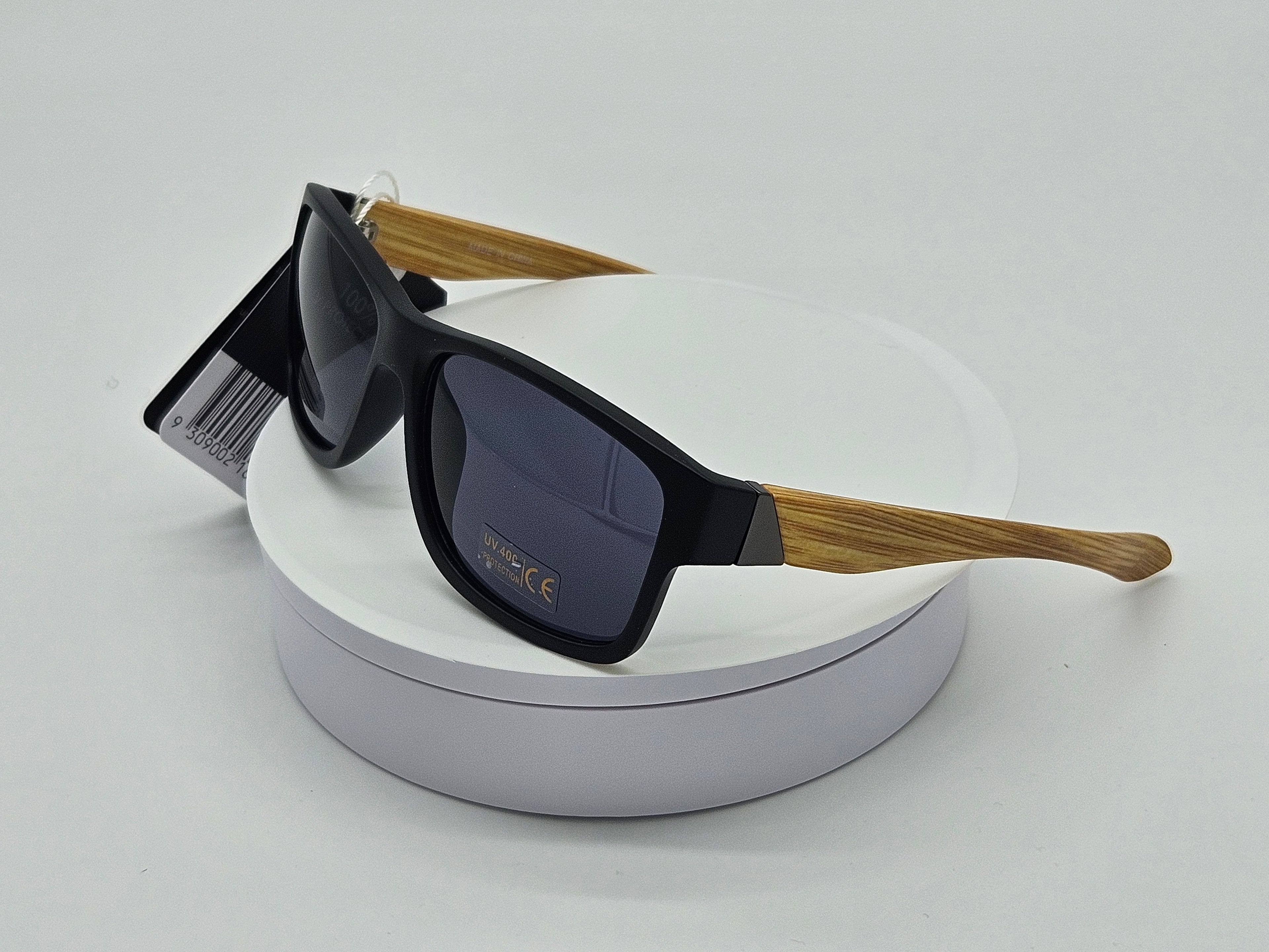 Royal Rayz Wood-Grain Wayfarer Sunglasses – Black & Wood-Grain, Grey Lens