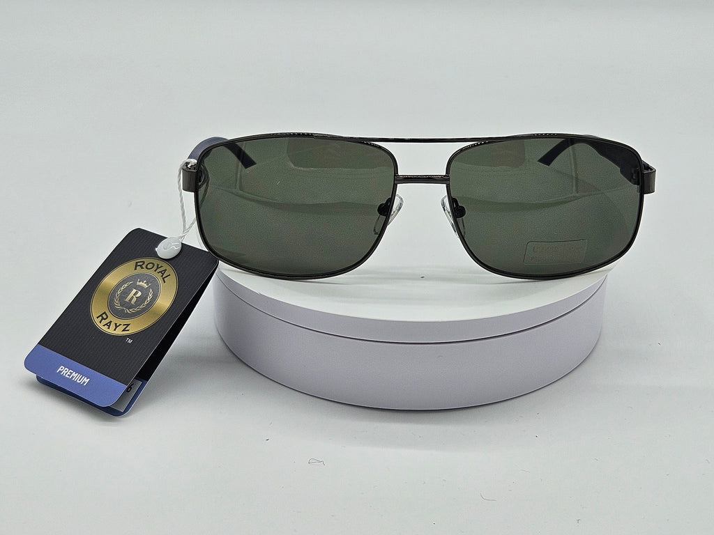 Royal Rayz Gunmetal Aviator Sunglasses – Gunmetal, Olive Green Lens
