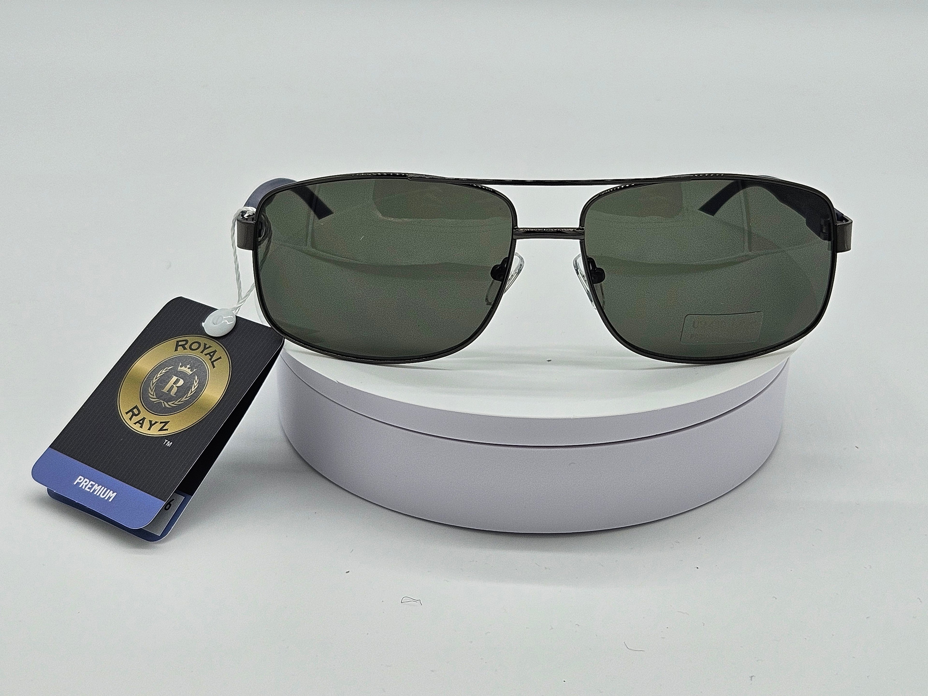 Royal Rayz Gunmetal Aviator Sunglasses – Gunmetal, Olive Green Lens