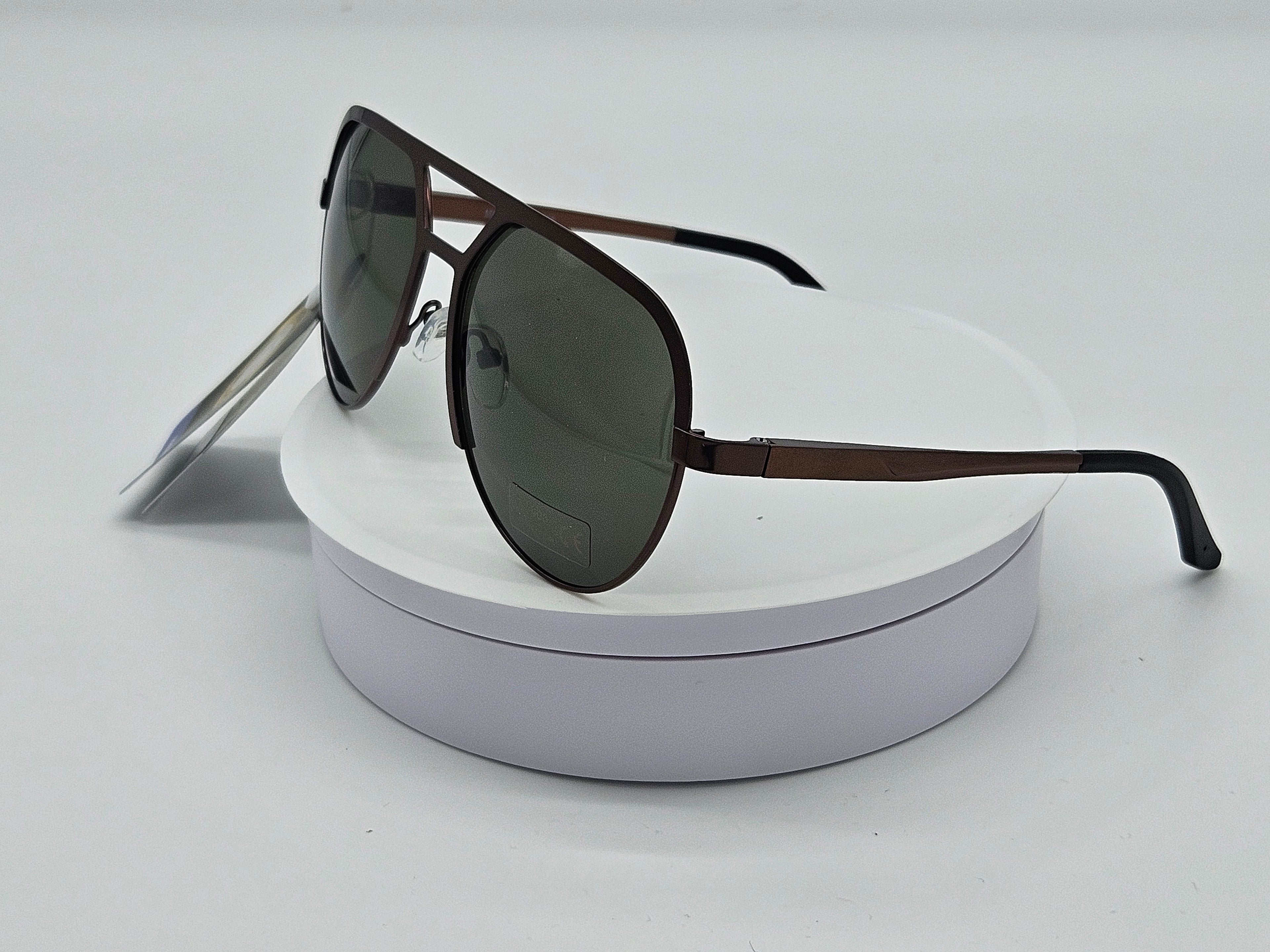 Royal Rayz Brown Metal Aviator Sunglasses – Brown, Olive Green Lens