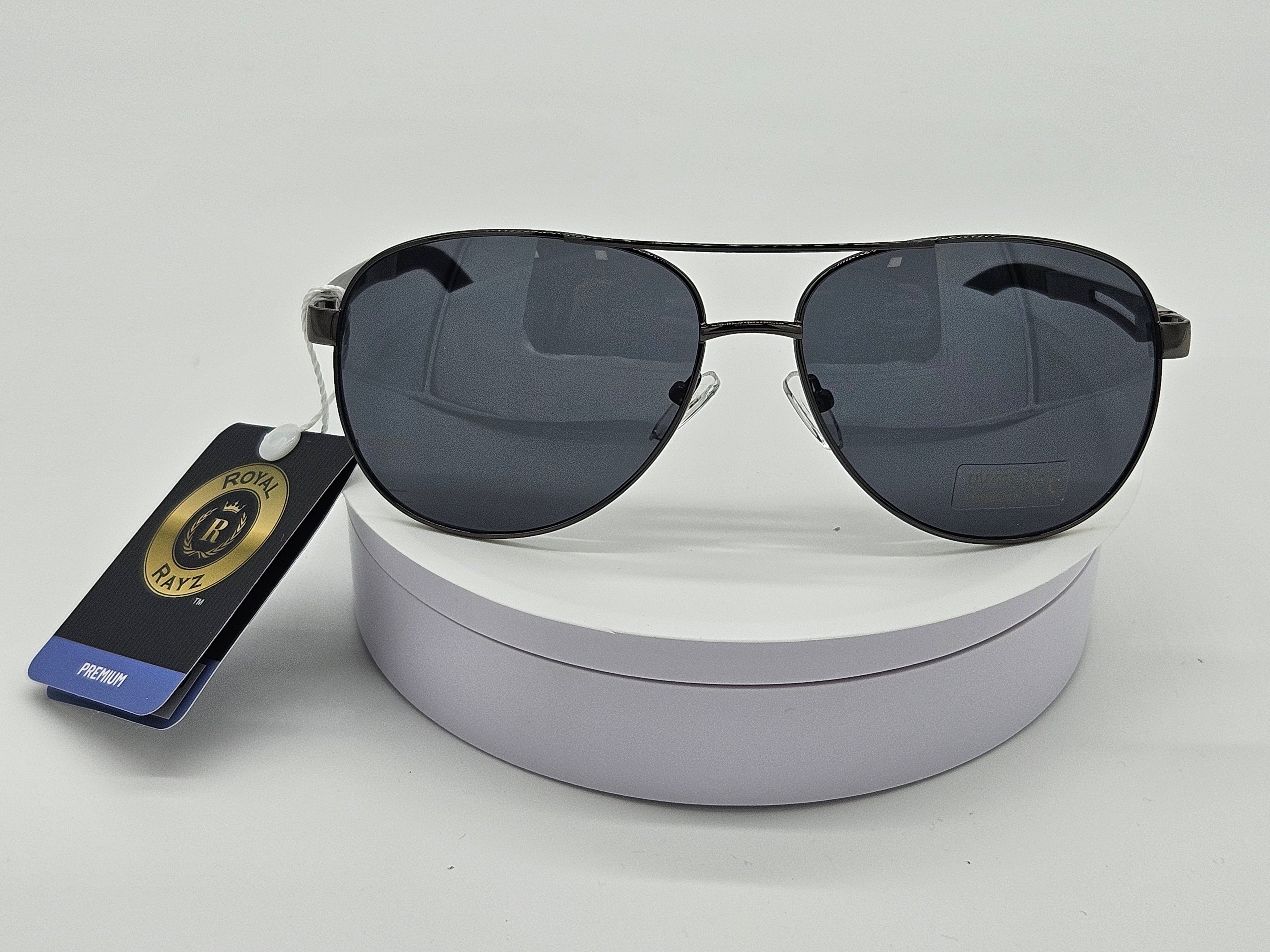 Royal Rayz Vented Aviator Sunglasses – Gunmetal, Grey Lens