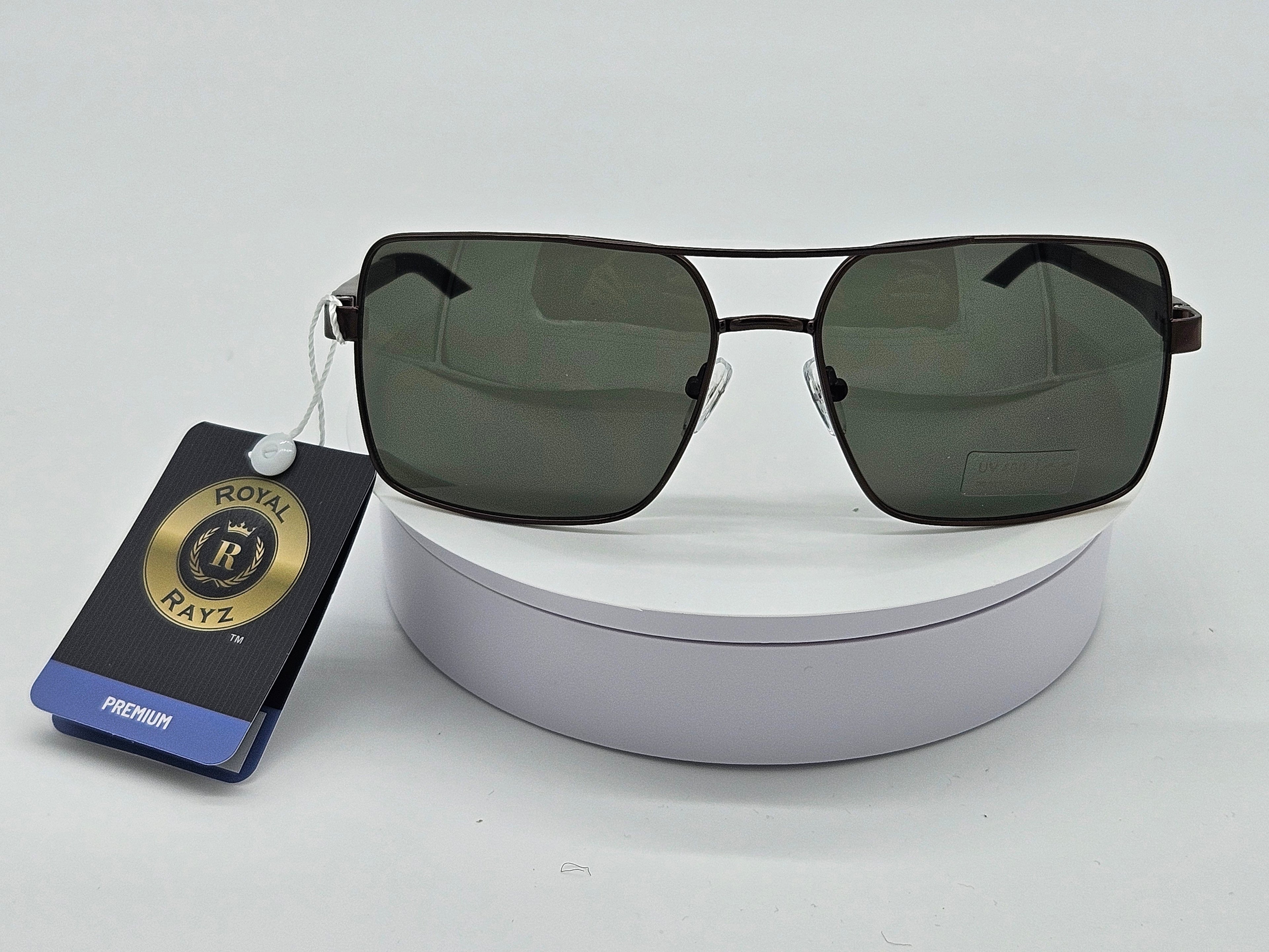 Royal Rayz Textured Aviator Sunglasses – Brown, Olive Green Lens