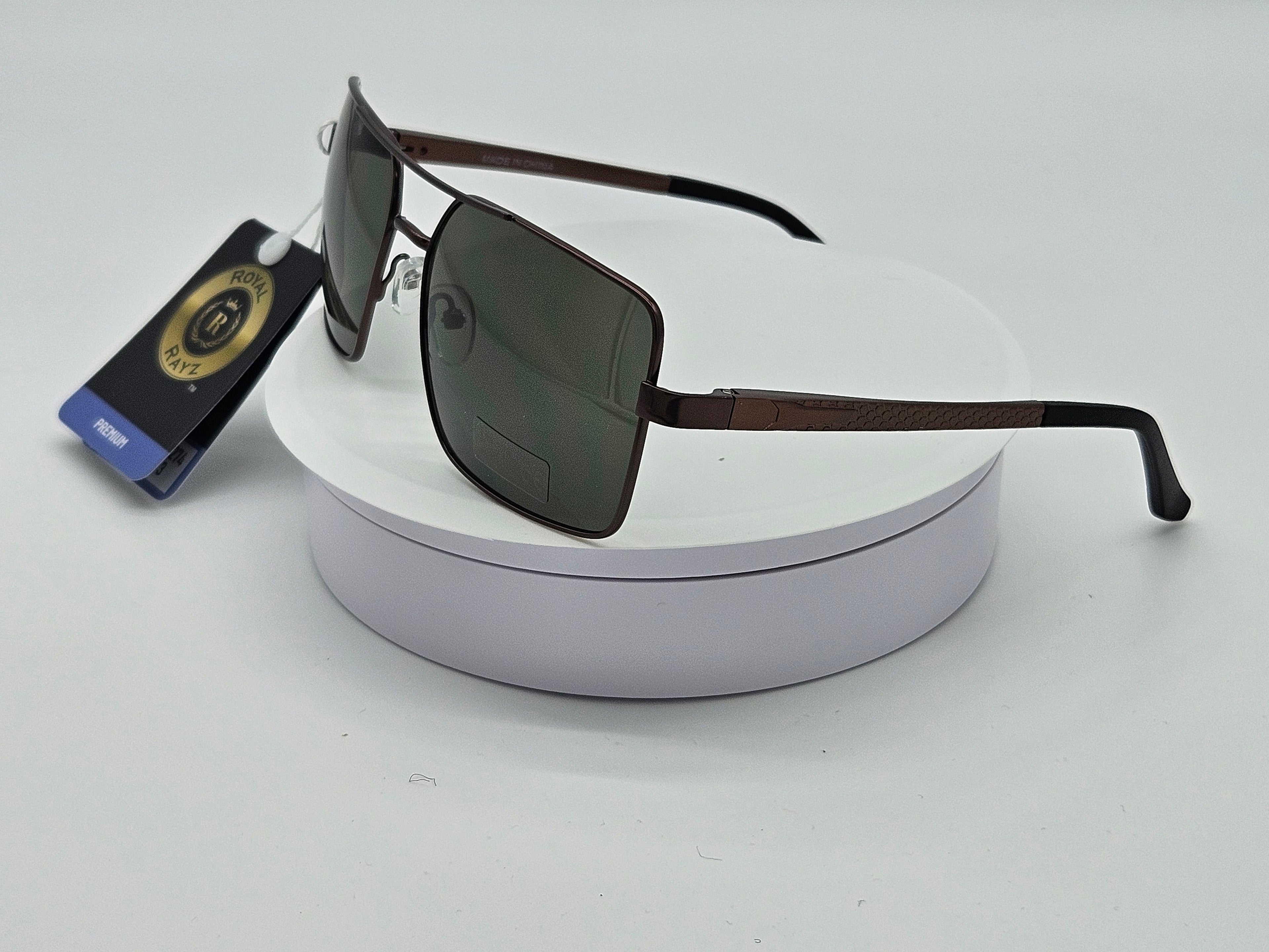 Royal Rayz Textured Aviator Sunglasses – Brown, Olive Green Lens