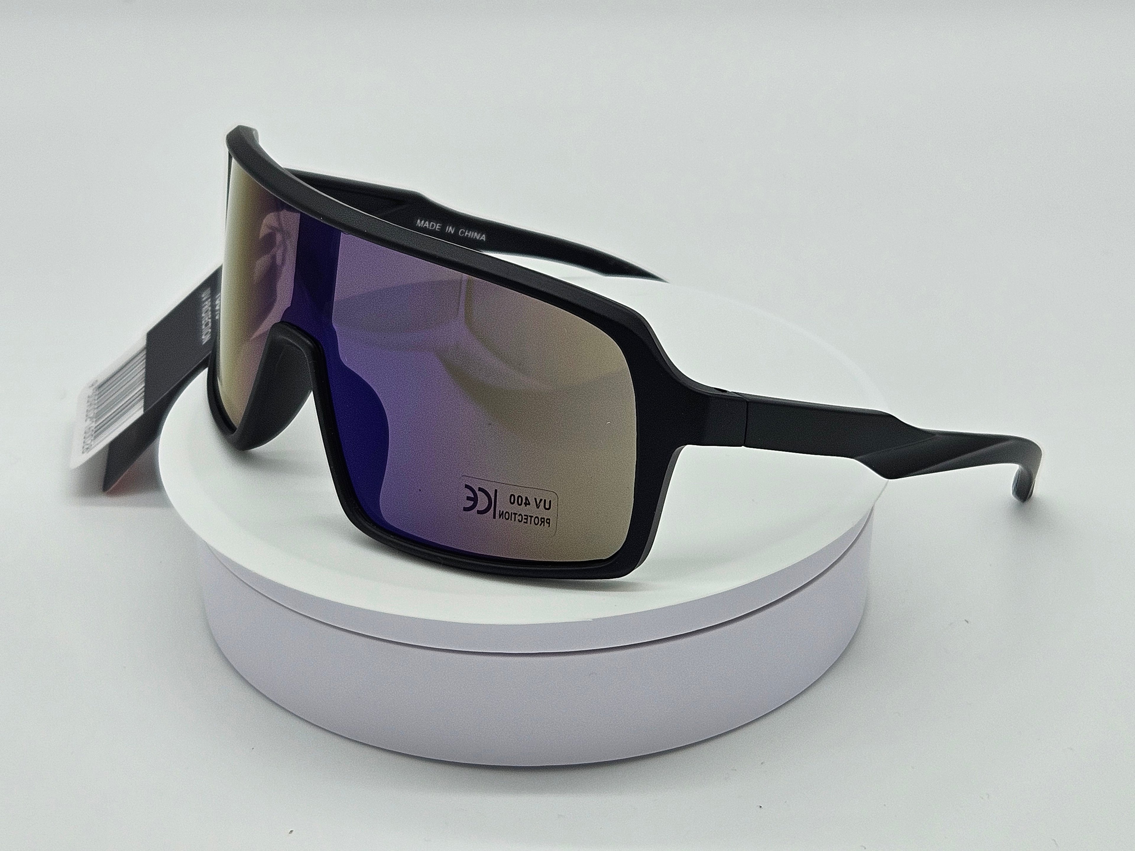 Royal Rayz Sport Shield Sunglasses – Black, Blue Mirror Lens