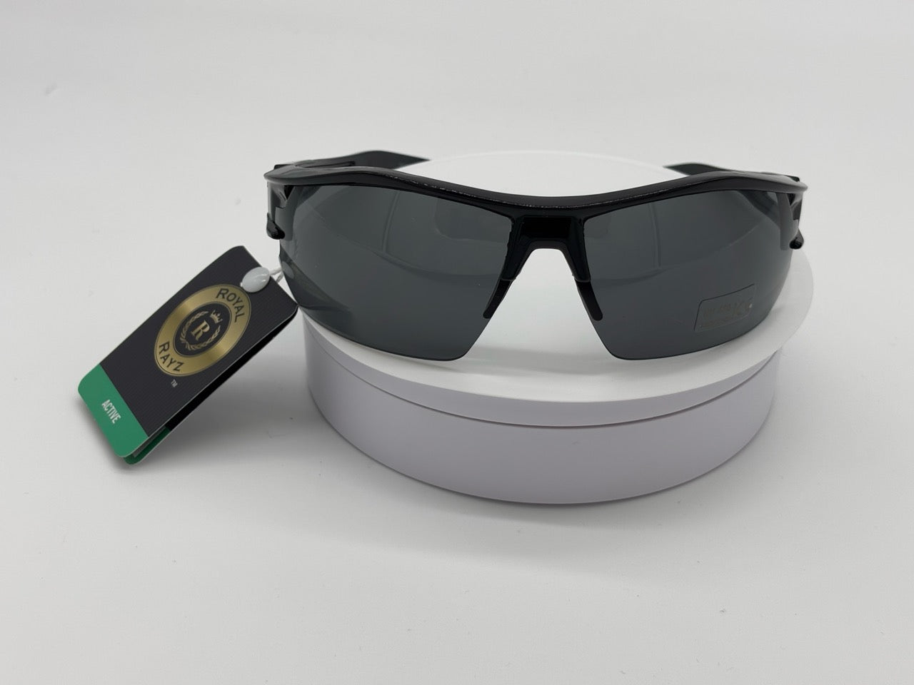 Royal Rayz Half-Rim Sport Sunglasses – Black, Smoke Lens