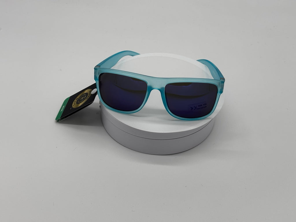 Royal Rayz Frosted Square Sunglasses – Ocean Blue, Blue-Purple Mirror Lens