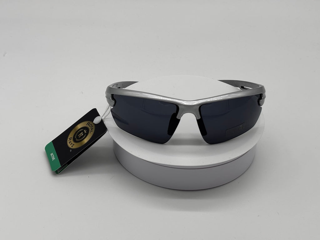 Royal Rayz Semi-Rimless Sport Sunglasses – Silver, Smoke Lens