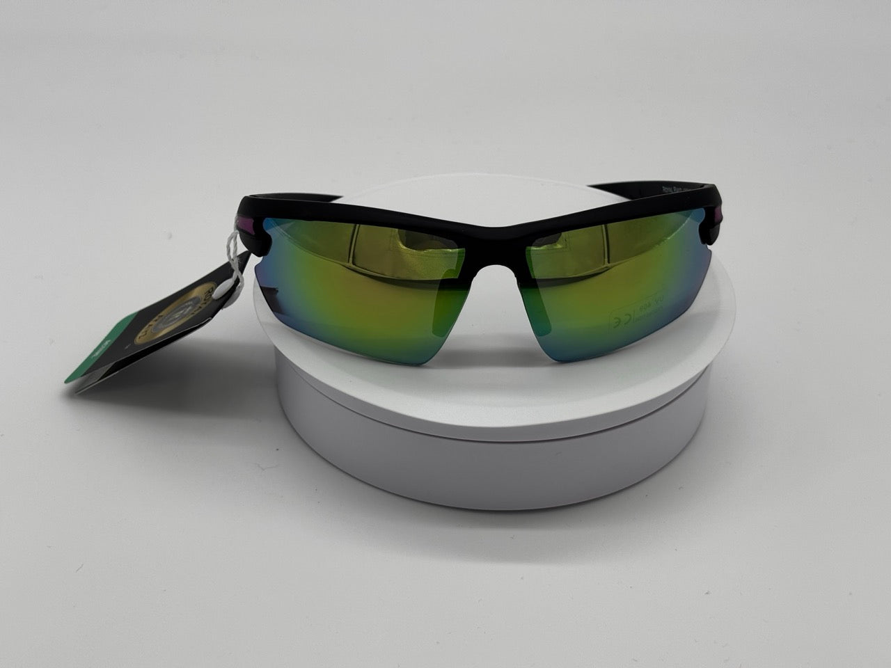 Royal Rayz Semi-Rimless Sport Sunglasses – Black & Purple, Green Mirror Lens