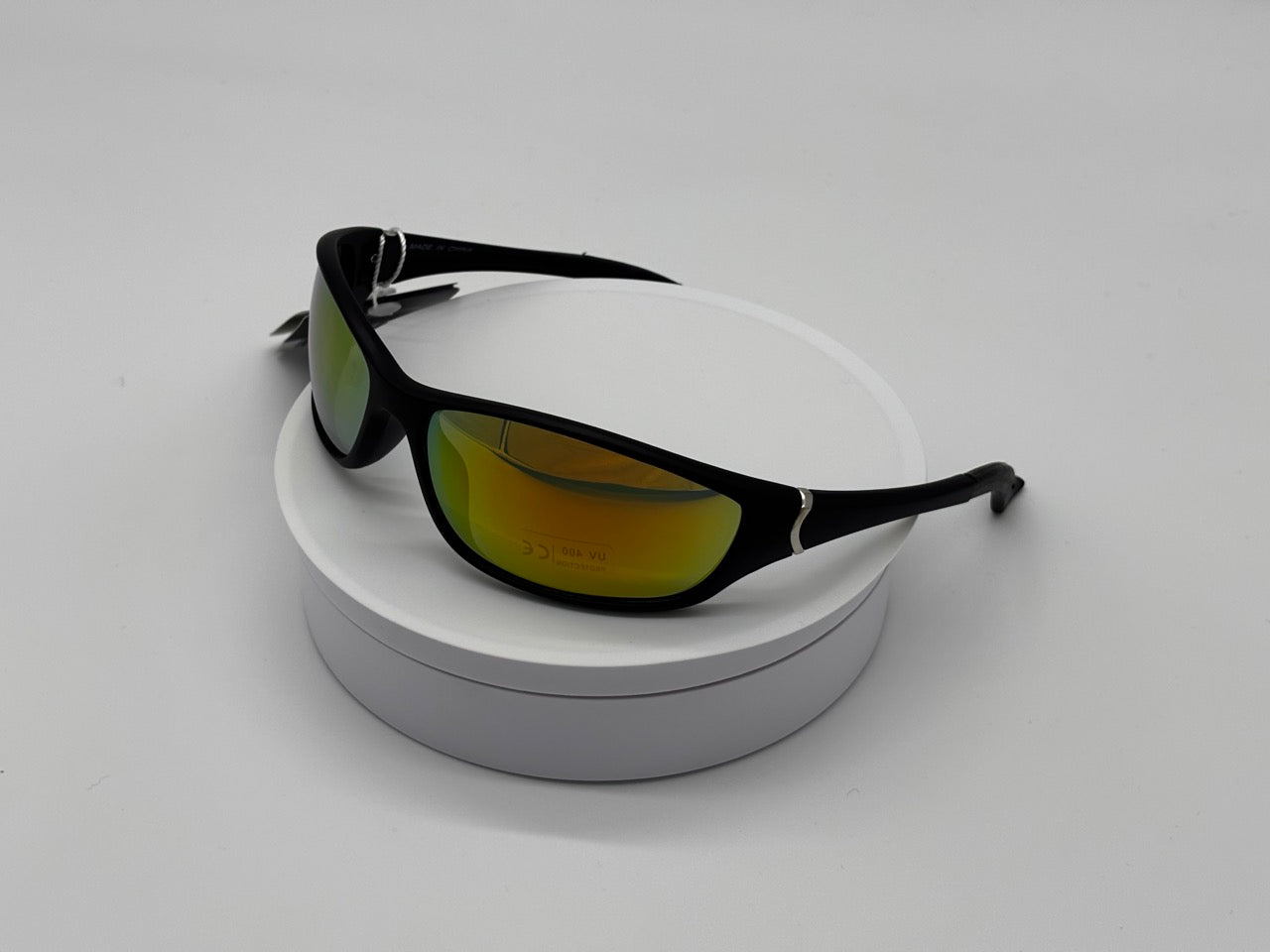 Royal Rayz Sunset Wrap Sunglasses – Black, Orange-Yellow Mirror Lens