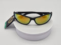 Royal Rayz Sunset Wrap Sunglasses – Black, Orange-Yellow Mirror Lens