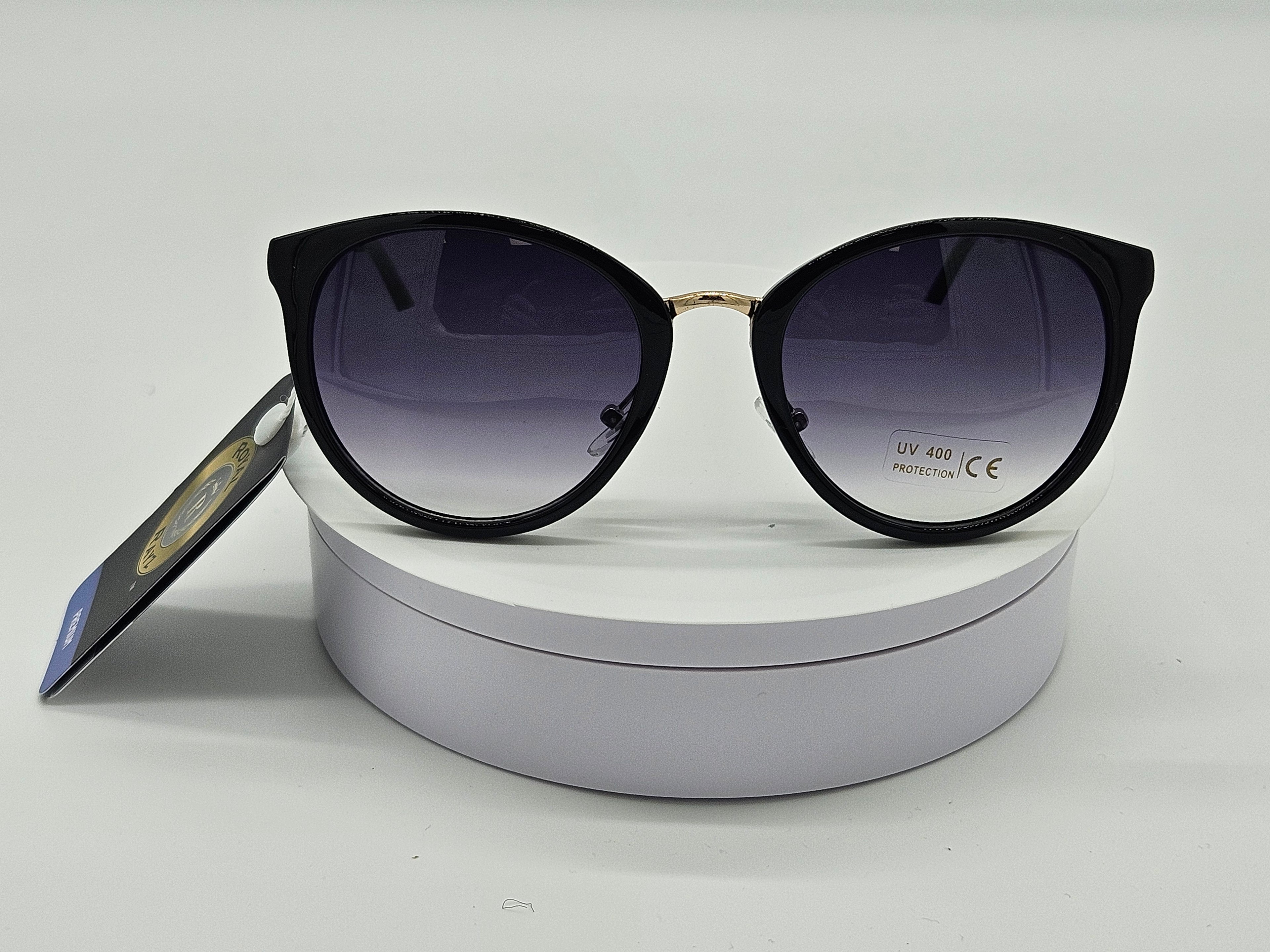 Royal Rayz Gold-Bridge Round Sunglasses – Black, Grey Gradient Lens