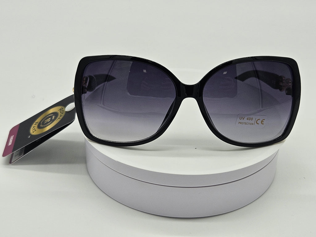 Royal Rayz Chain Link Square Sunglasses – Black, Grey Gradient Lens