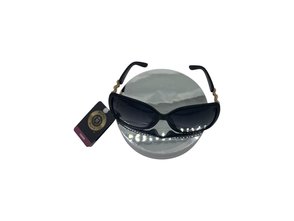 Royal Rayz Chain Link Square Sunglasses – Black, Grey Gradient Lens